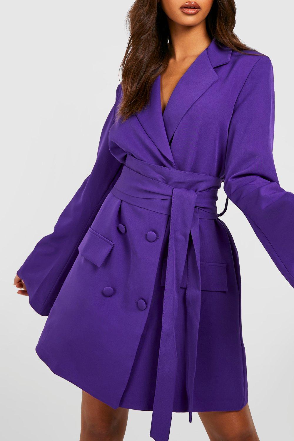 Obi Tie Waist Flared Sleeve Blazer Dress boohoo IE