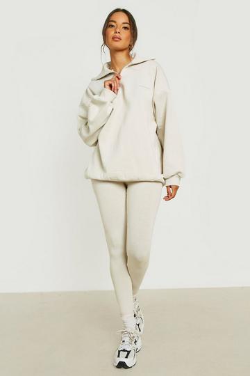 Half Zip Sweatshirt And Legging Set stone