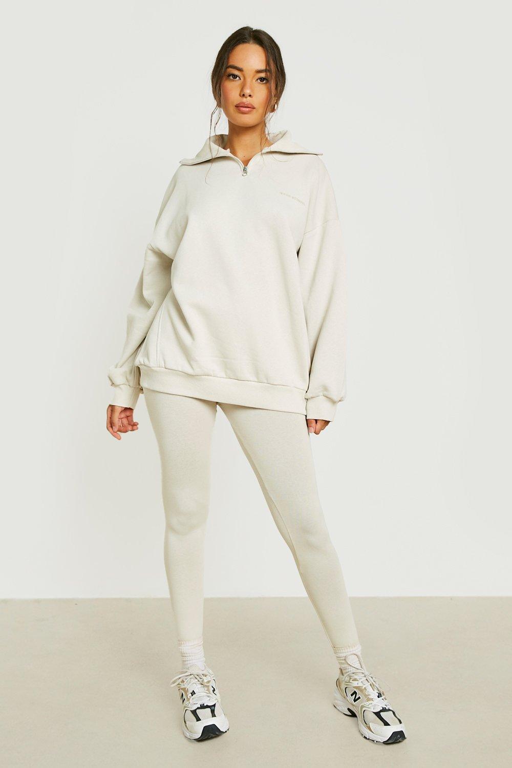 Beige Half-Zip Hoodie