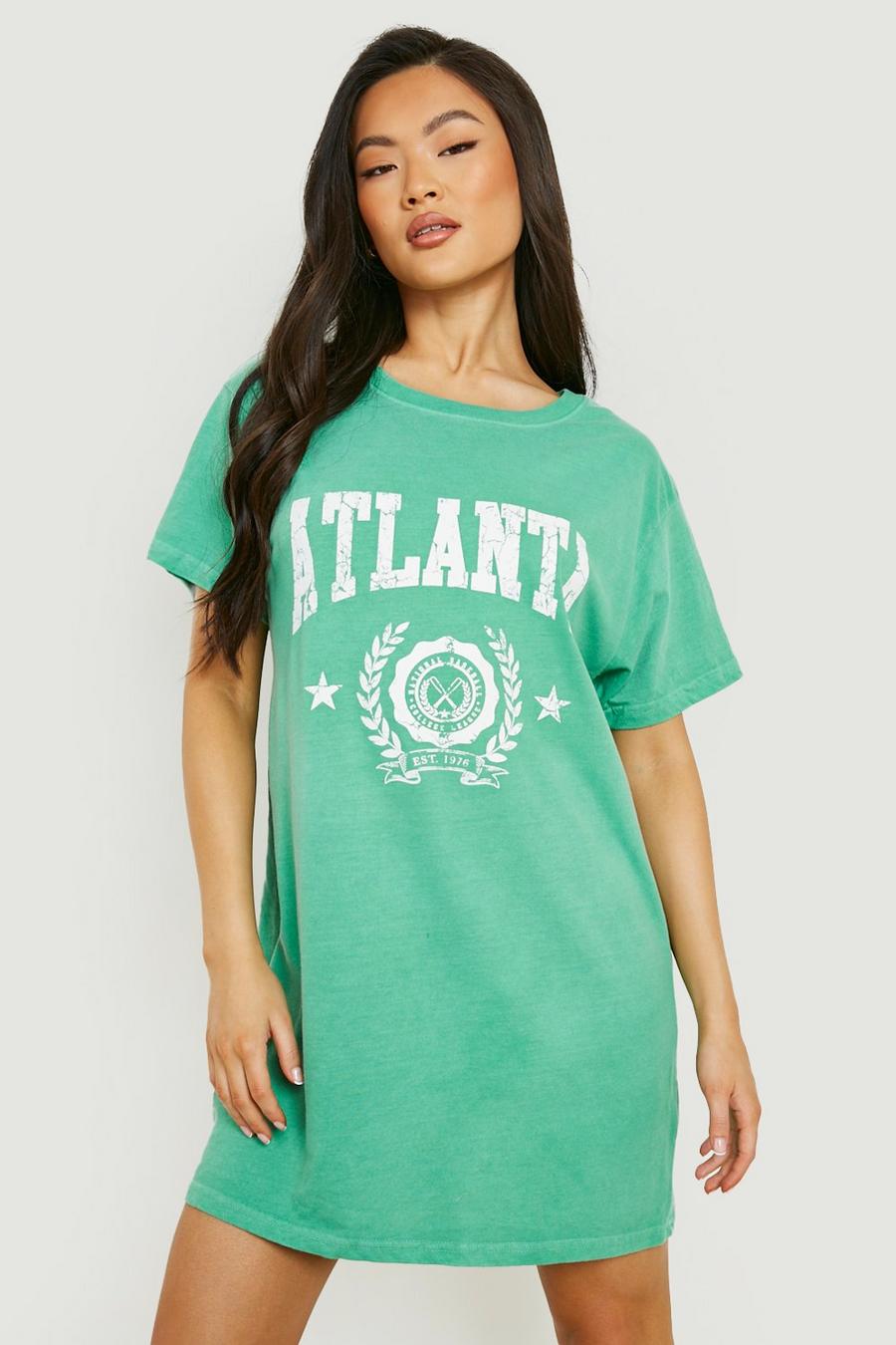 Vestido camiseta sobreteñido de Atlanta, Green gerde