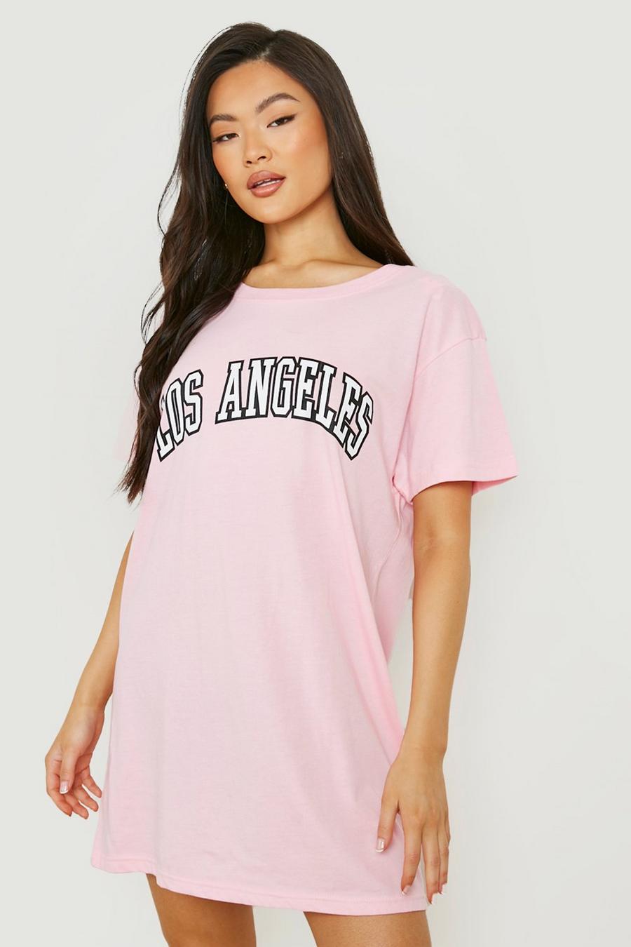 Pink Los Angeles T-shirt Dress image number 1