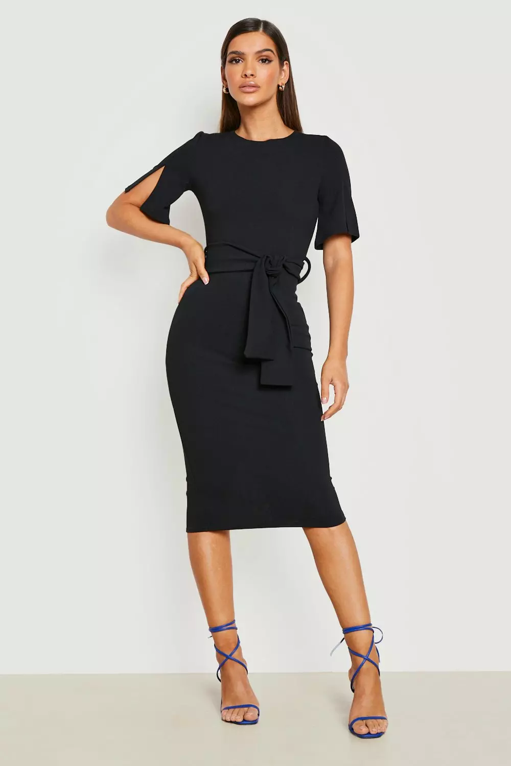 Boohoo split 2025 sleeve dress