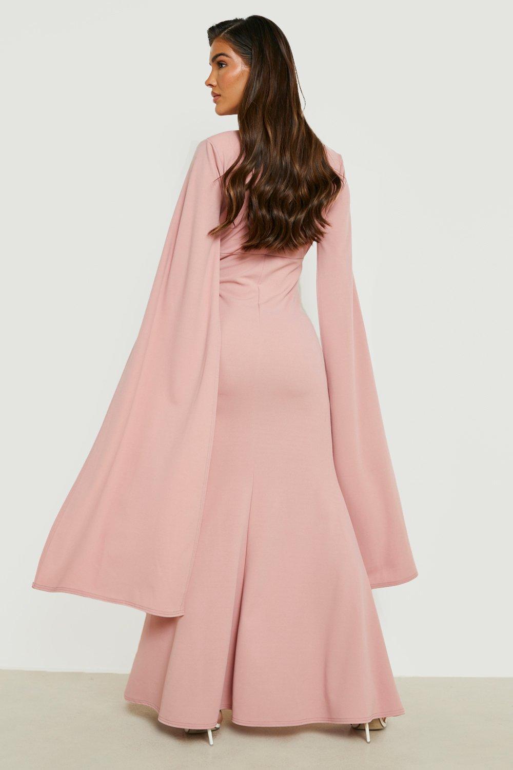 Blush pink sale cape dress