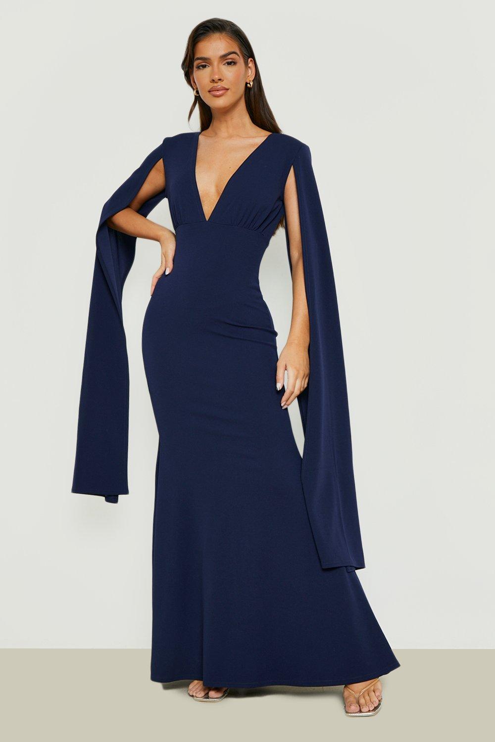 Boohoo chiffon cape detail maxi clearance dress