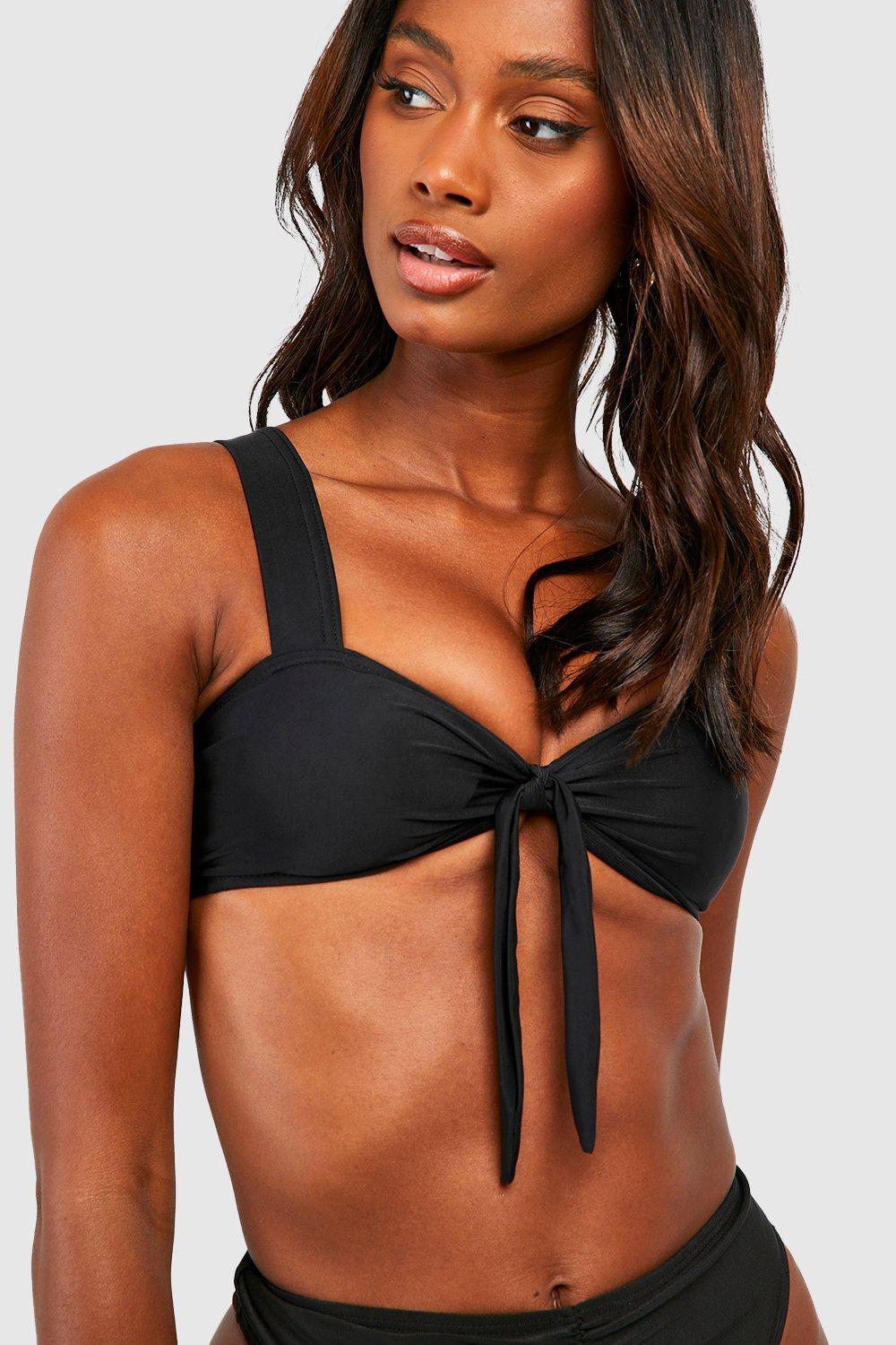 Wide Strap Tie Front Bikini Top