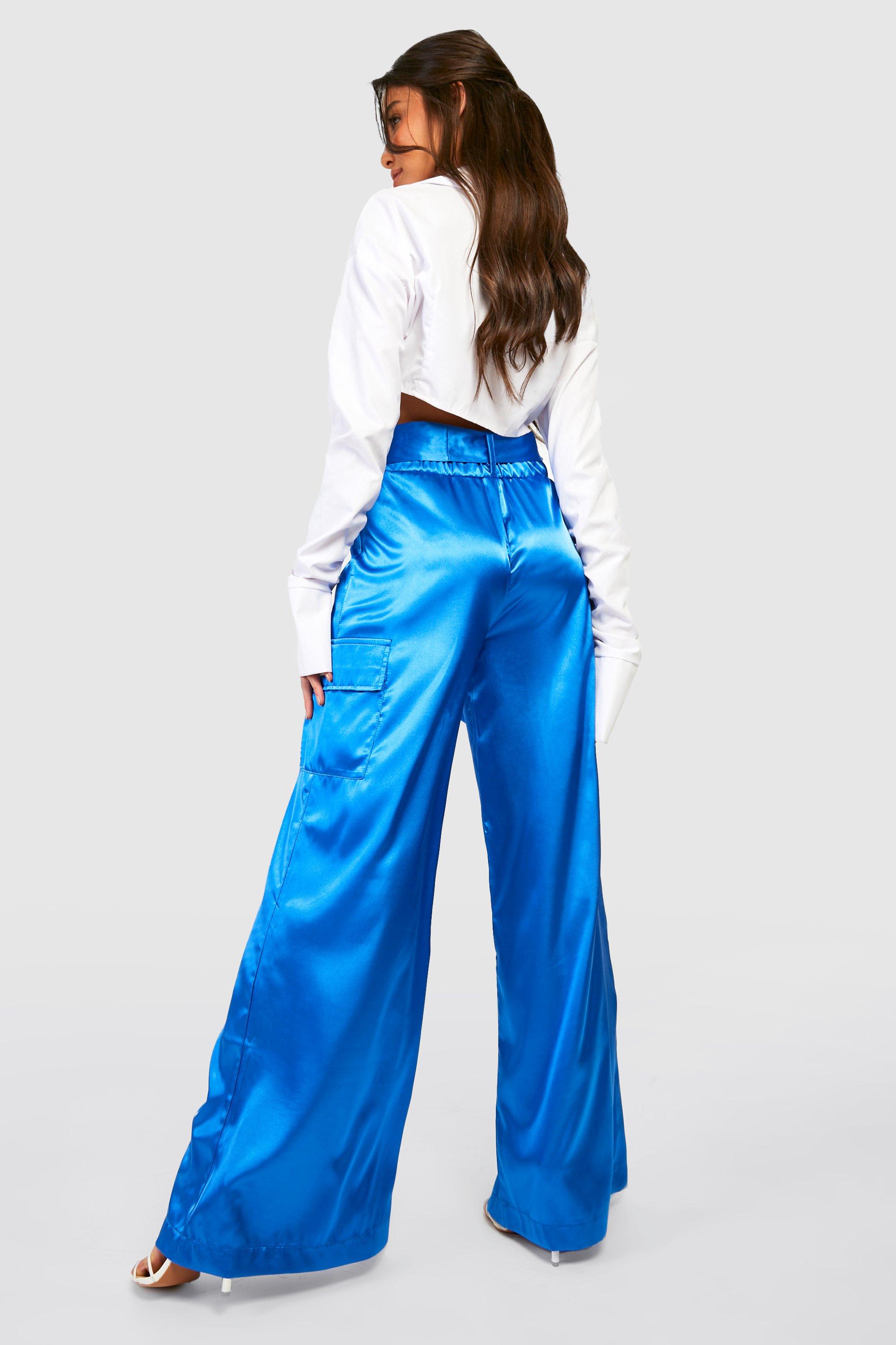 Satin Luxe Wide Leg Cargo Pants