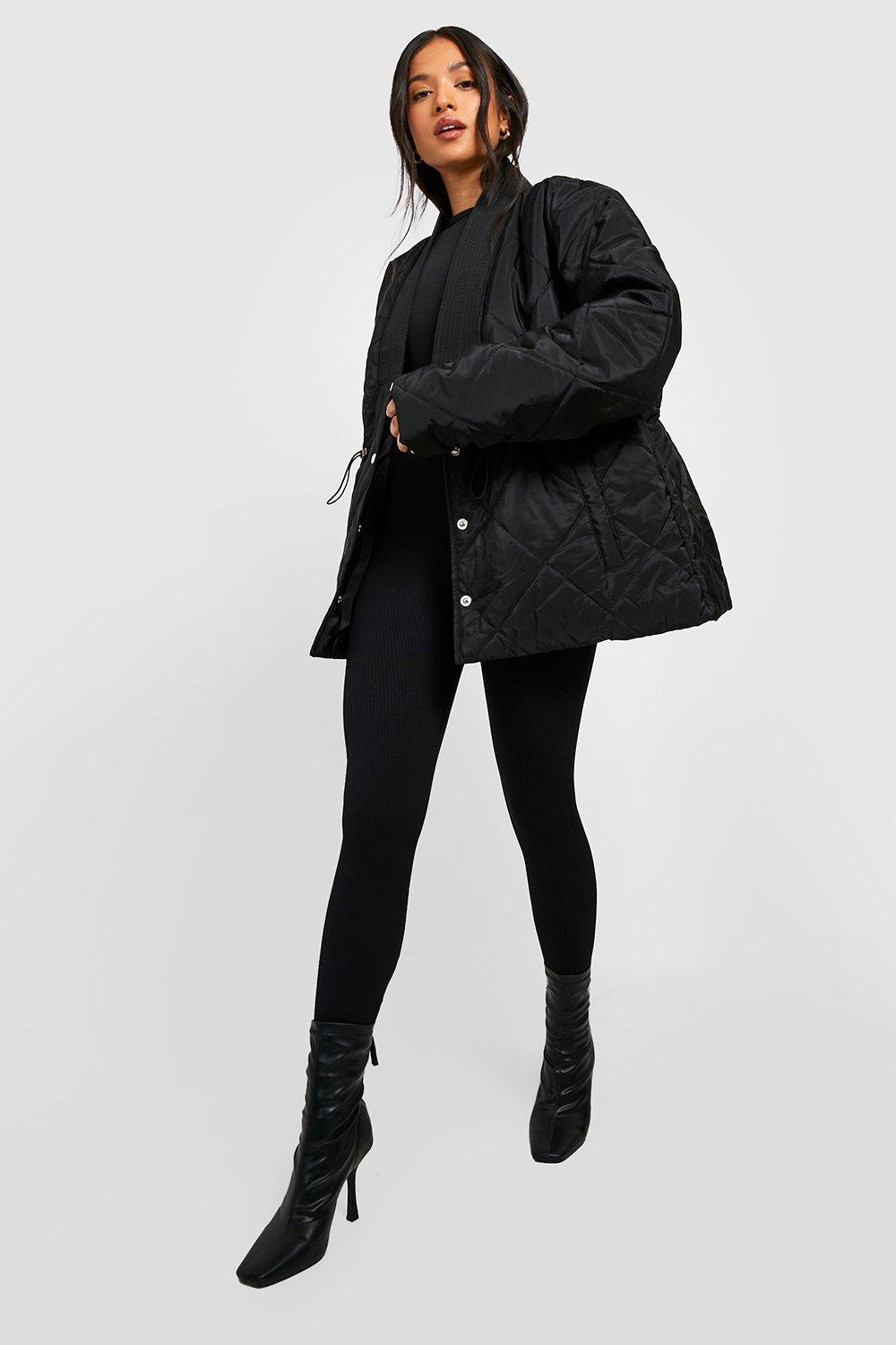 Petite Cinched Waist Detail Puffer Jacket