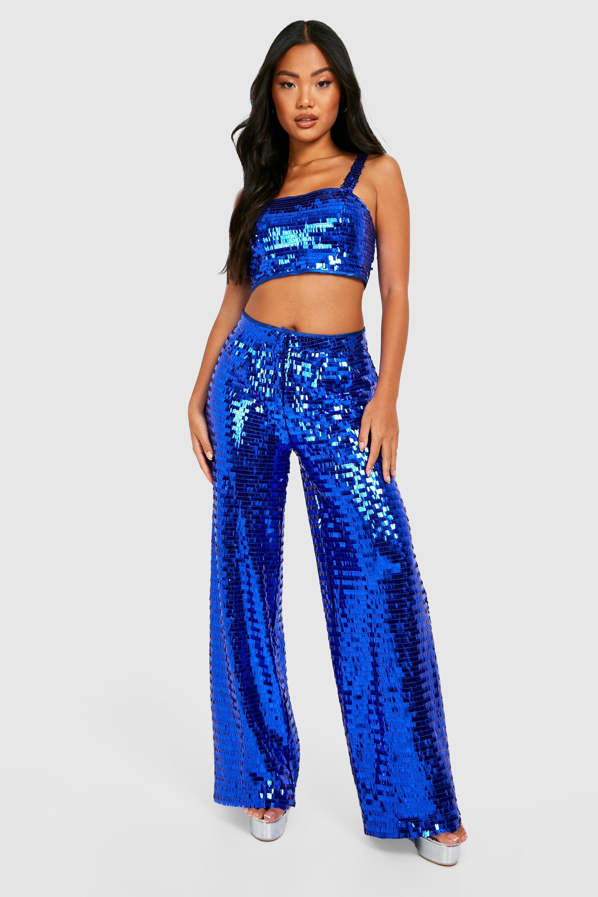 Petite Sequin Straight Leg Pants