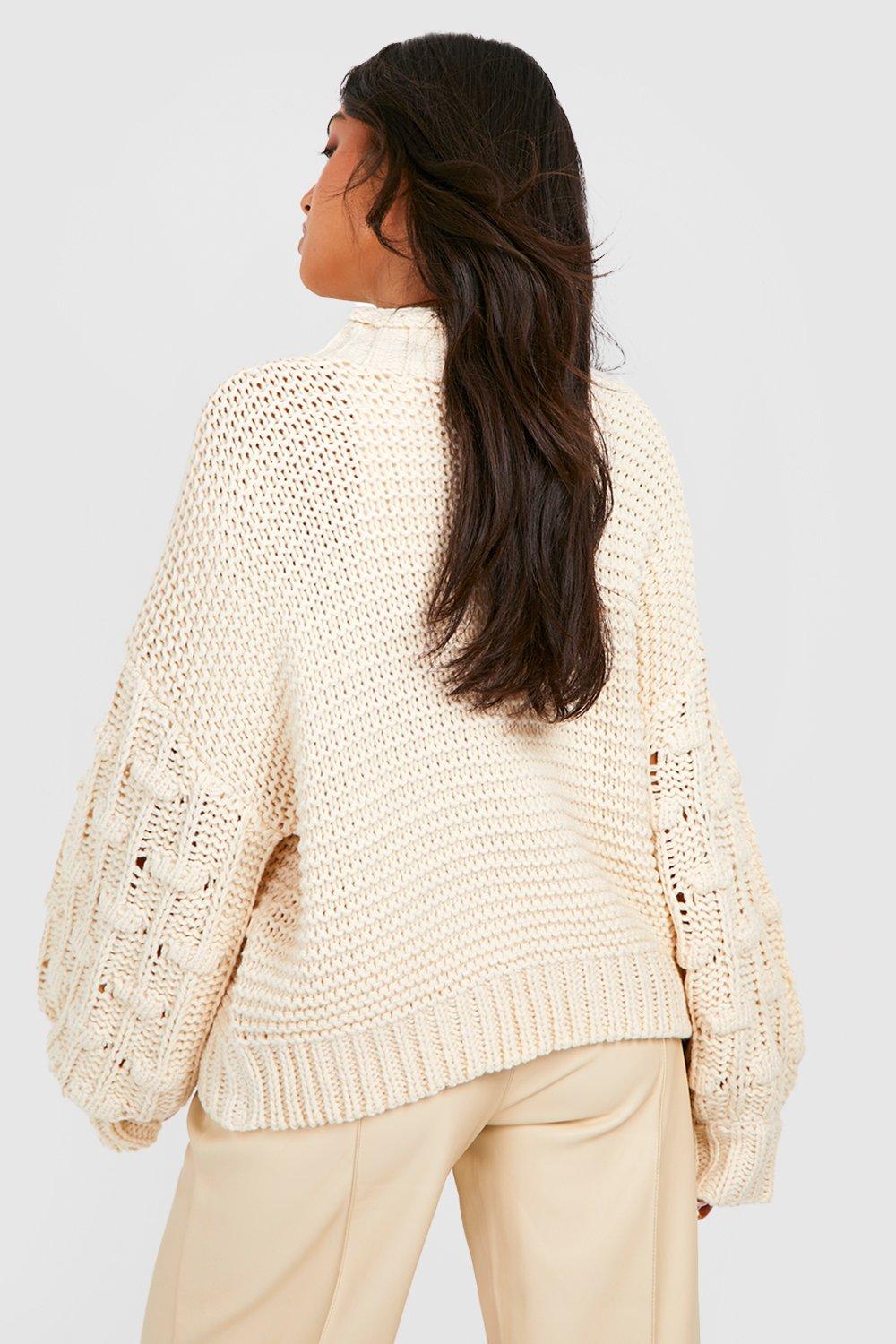 Cream chunky hot sale turtleneck sweater