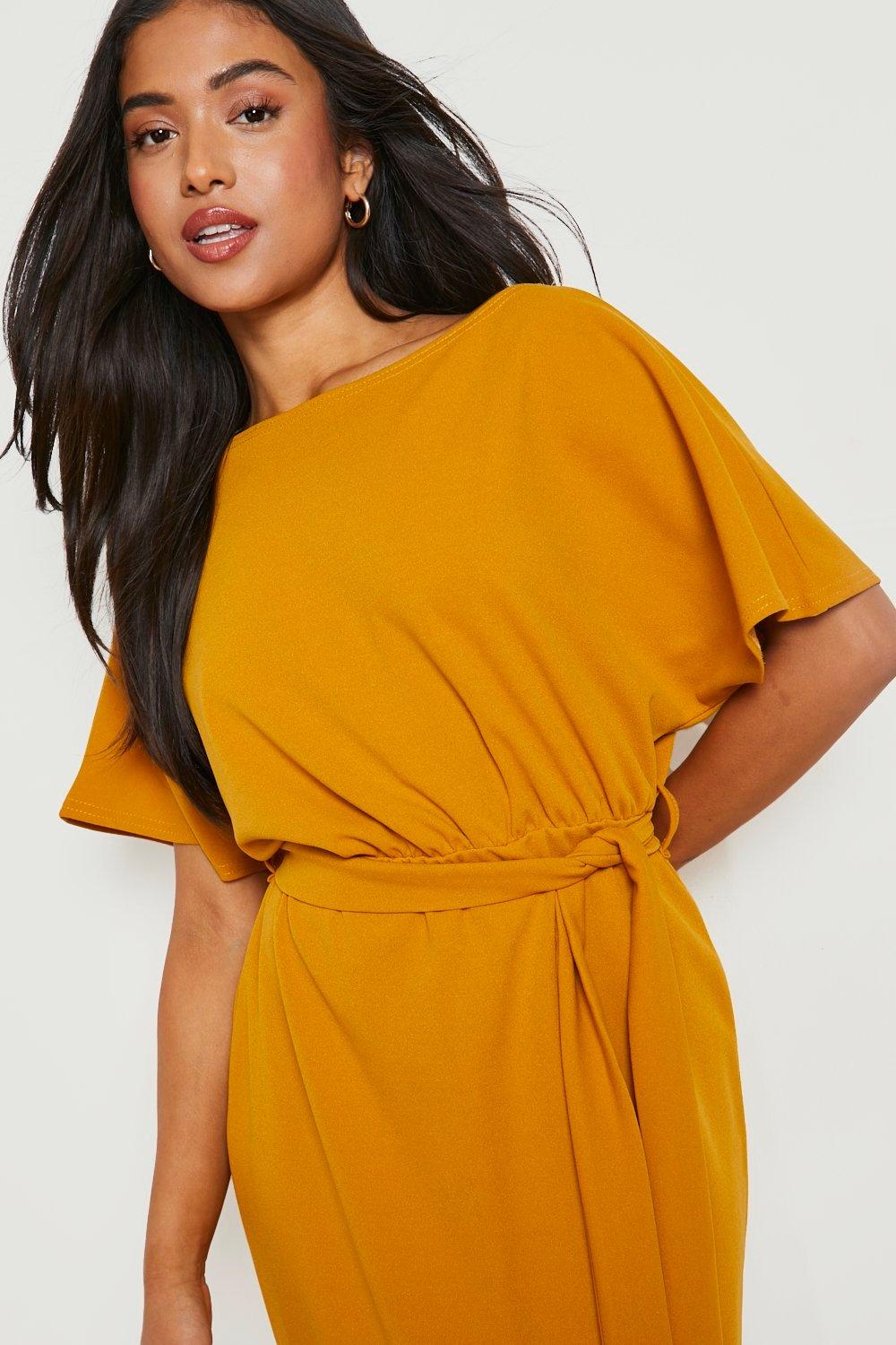 Mustard cape outlet dress