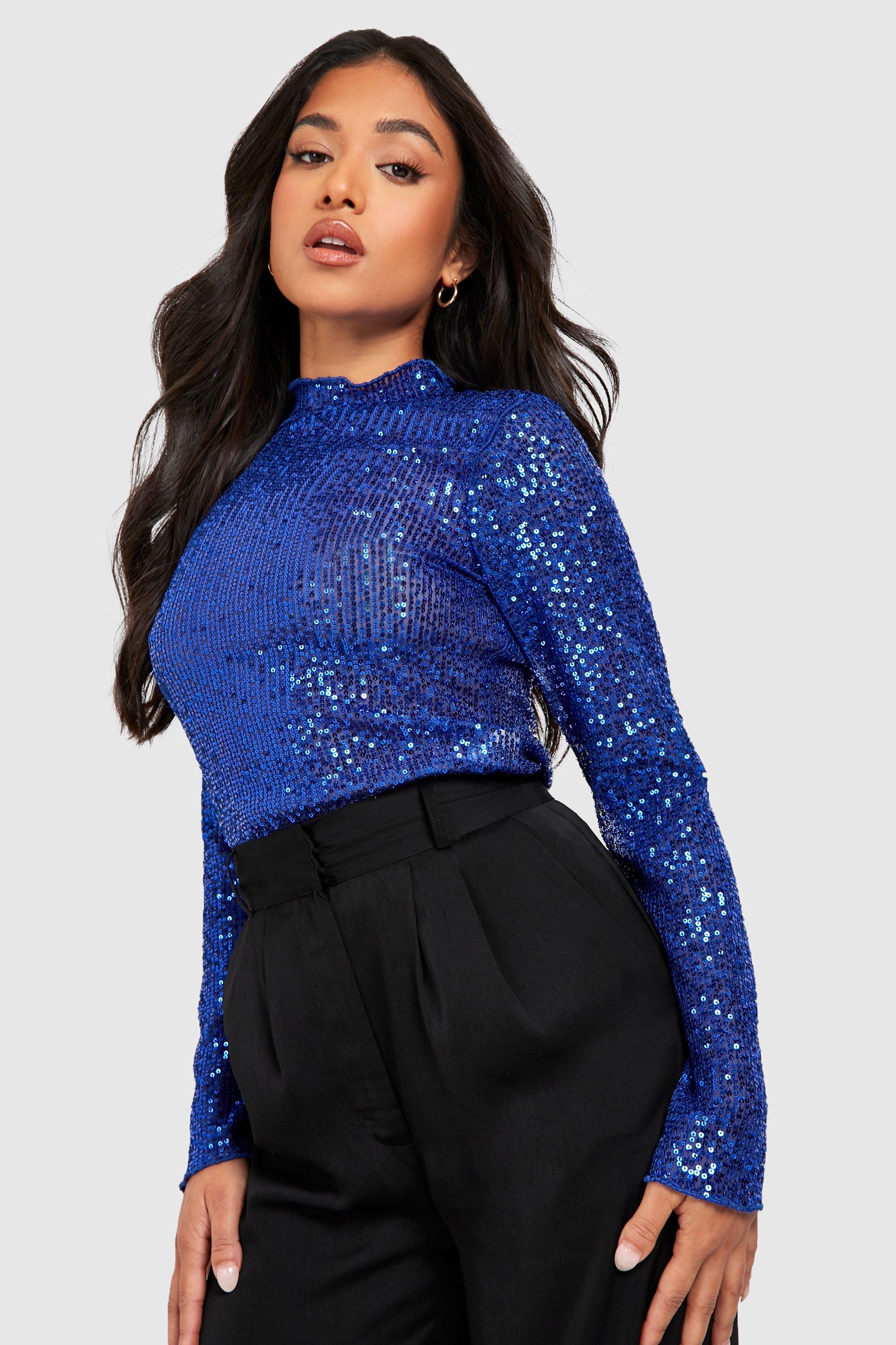 Blue sparkly top deals