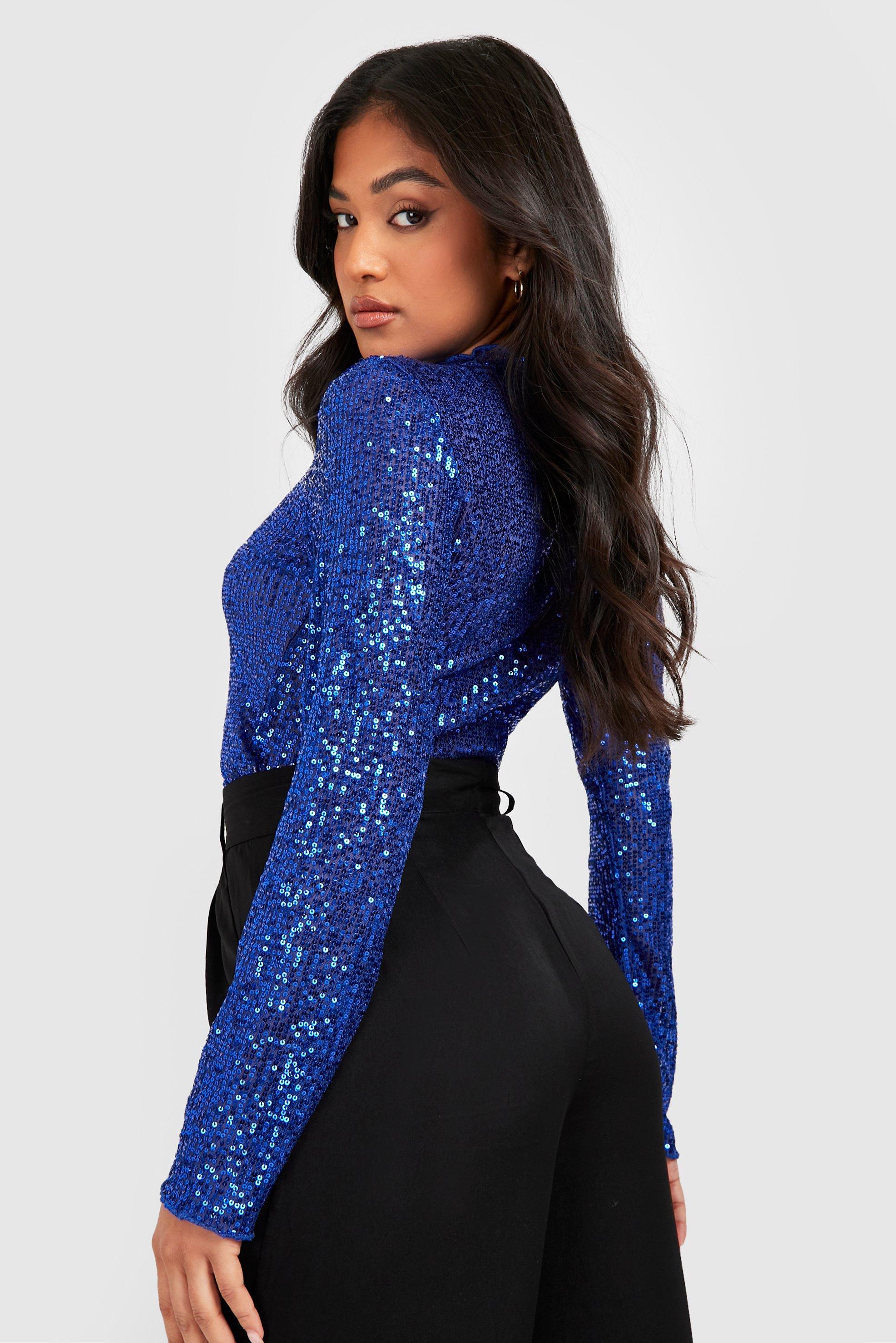 Collective the Label exclusive sequin crop top co-ord in cobalt