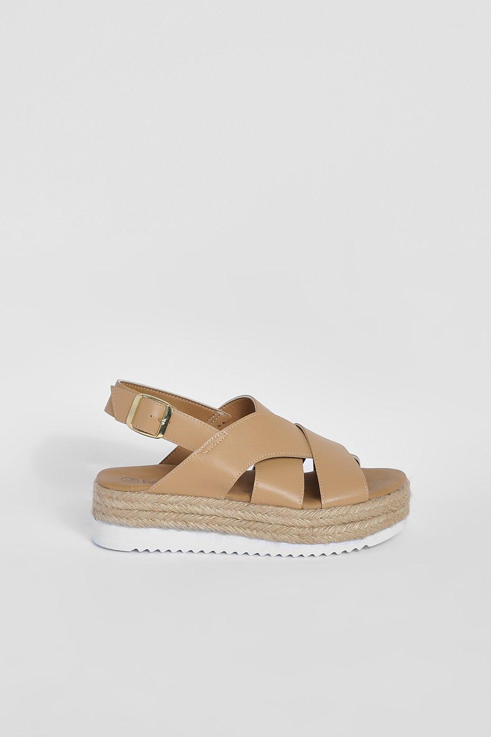 Wide Fit Chunky Multi Crossover Flatforms boohoo