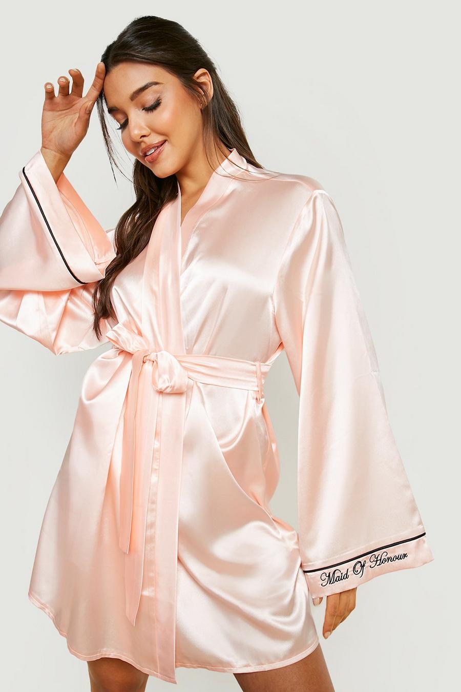Rose gold Maid Of Honor Embroidered Kimono Robe image number 1