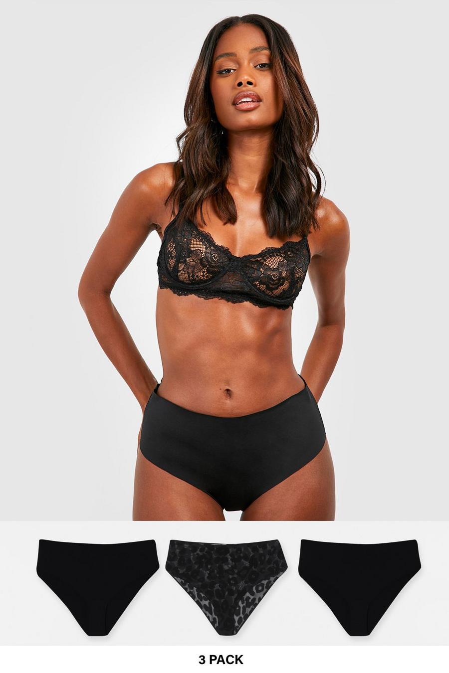 Black 3 Pack No Vpl High Waisted Brief image number 1