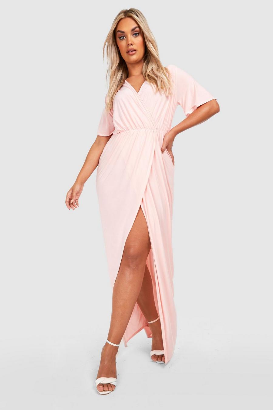 Rose Plus Slinky Angel Sleeve Wrap Maxi Dress image number 1