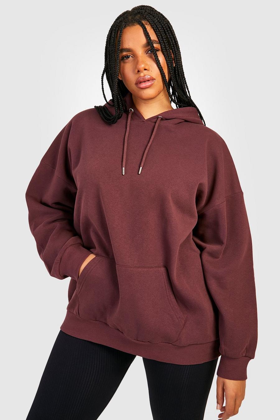 Plus recycelter Basic Oversize Hoodie, Chocolate brown image number 1