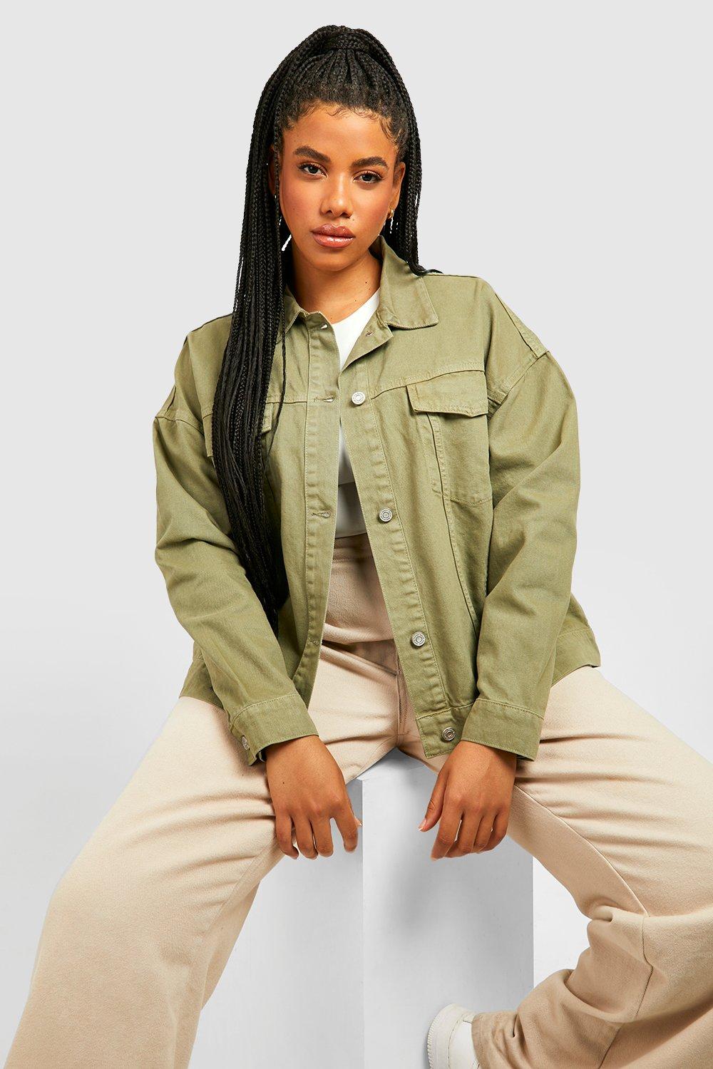 Khaki clearance utility shacket