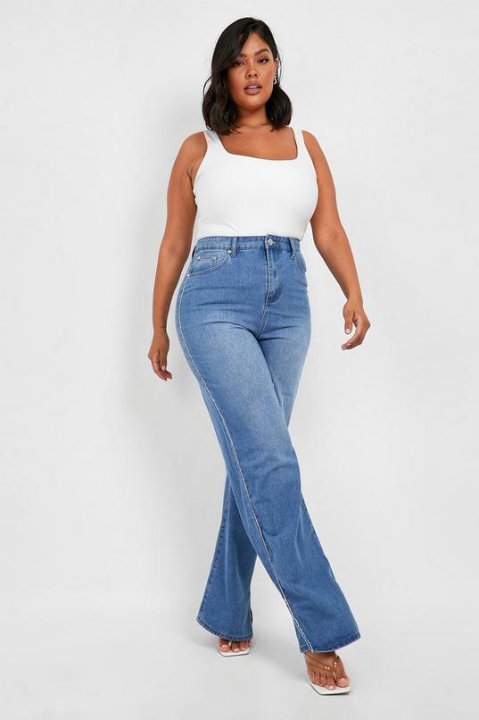  Women's Plus Size Jeans Plus Rhinestone Detail