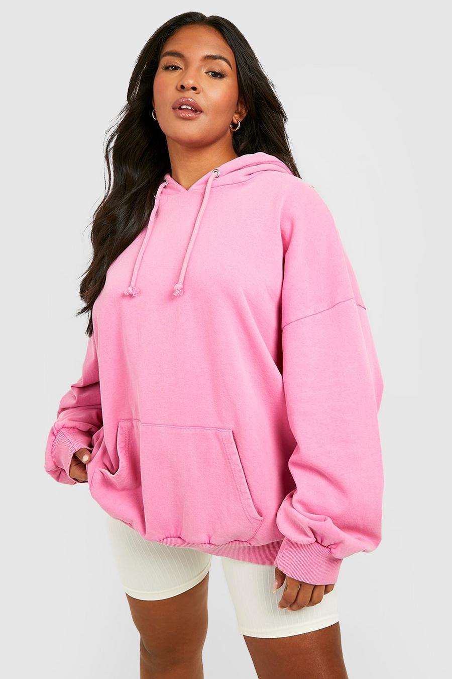 Grande taille - Sweat à capuche oversize surteint, Washed pink image number 1