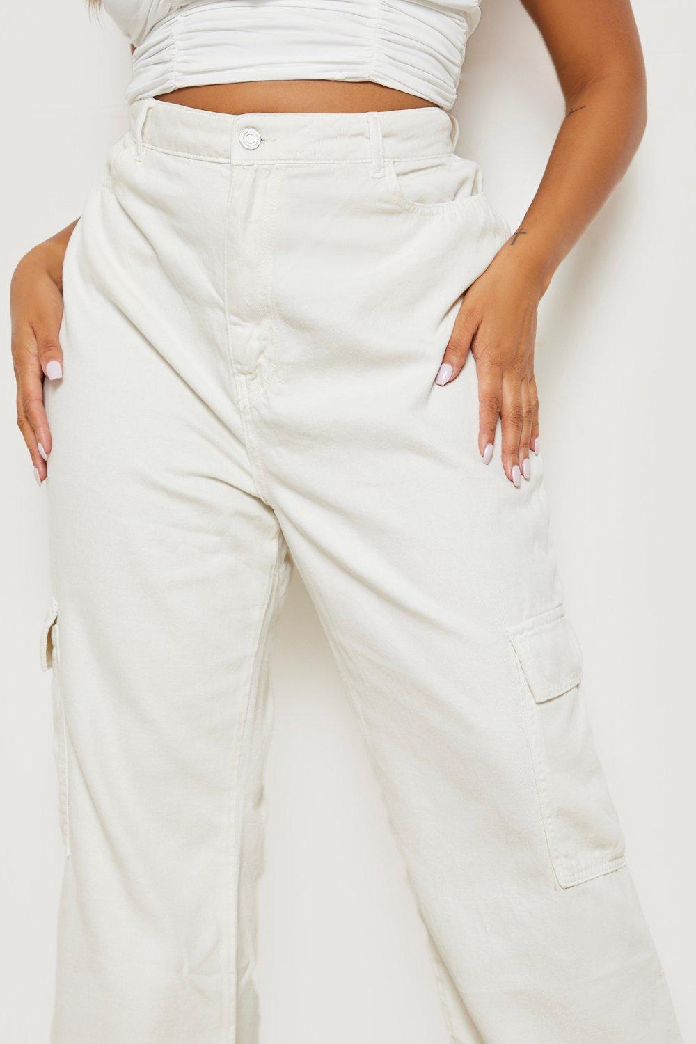 Plus High Waisted Denim Cargo Joggers