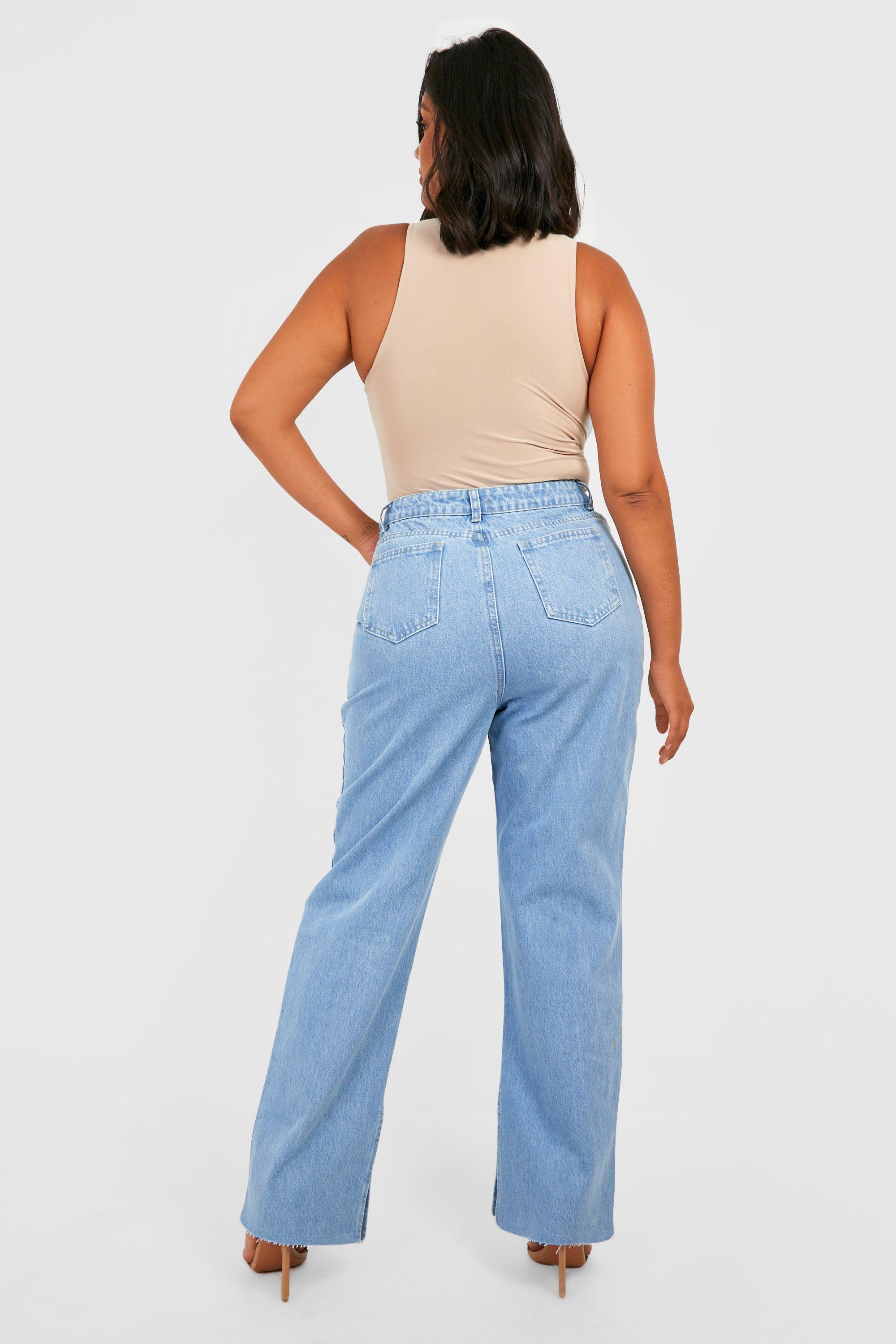 Jeans for Women- Split Hem Jeans (Color : Light Wash, Size : 26