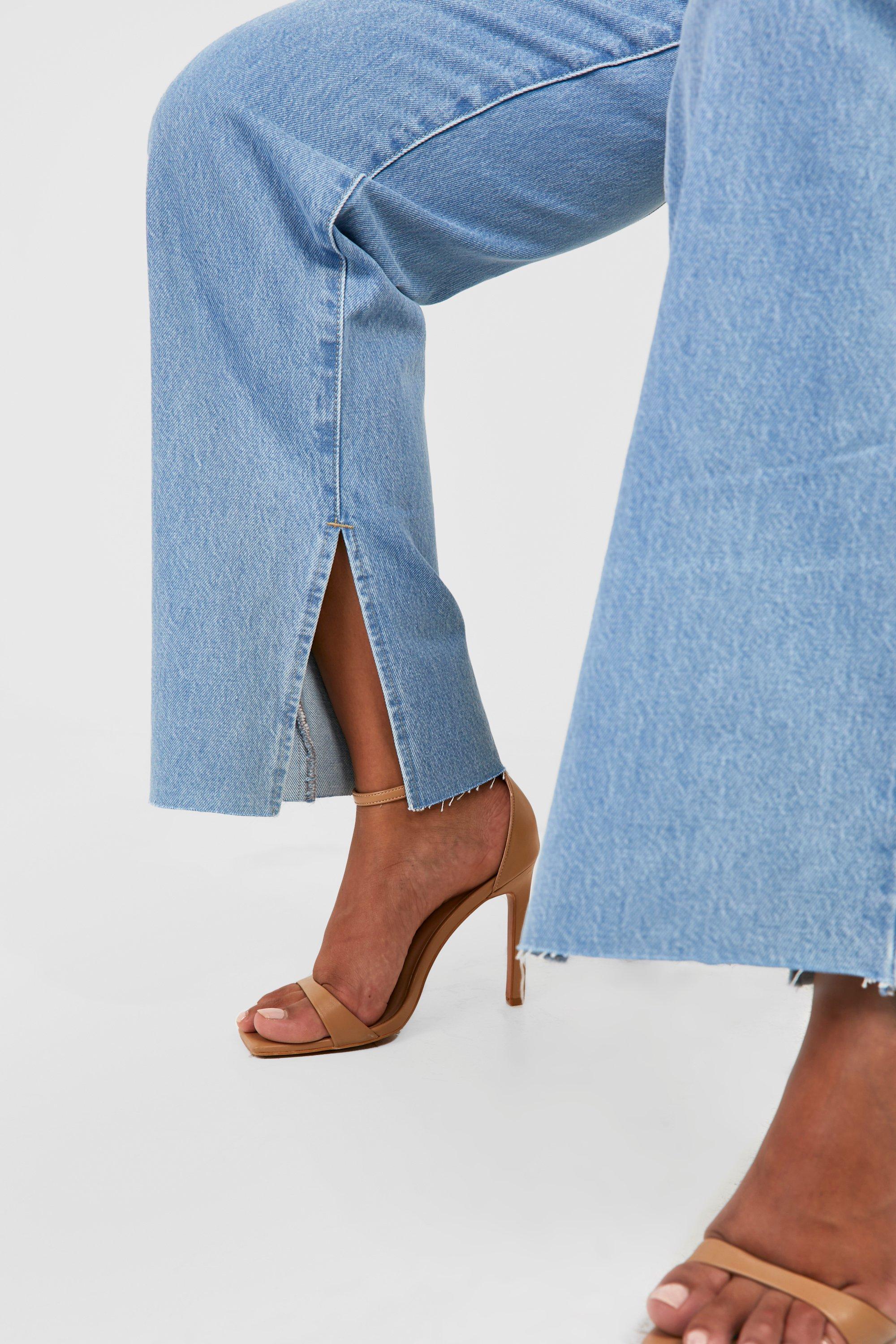 Plus 26' Leg Length Split Hem Straight Leg Jean | boohoo USA Plus 26' Leg Length Split Hem Straight Leg Jean | boohoo USA
