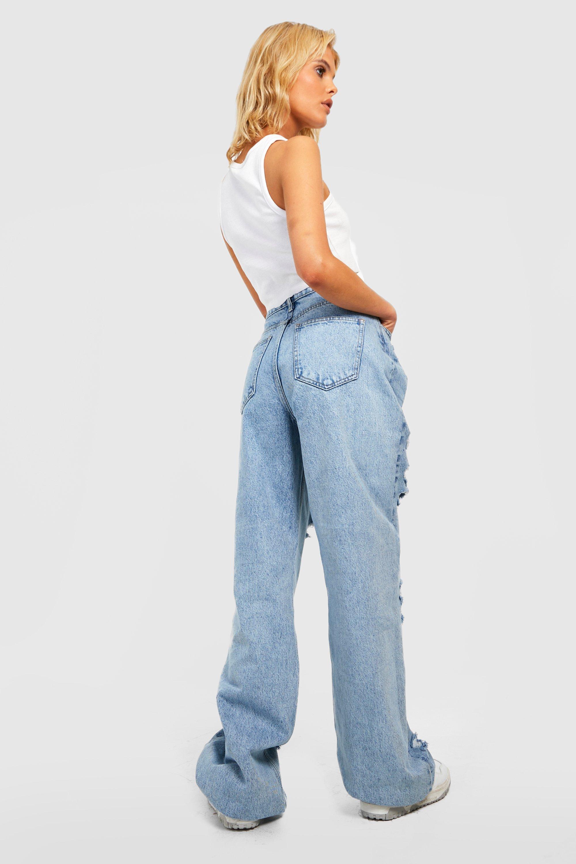 Washed Rip & Repair Baggy Boyfriend Jeans