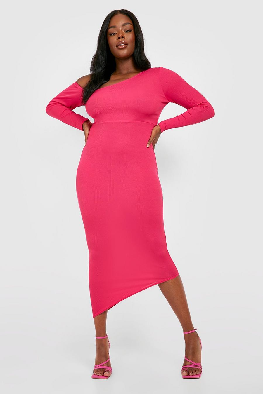 Pink Plus Off Shoulder Midi Dress image number 1