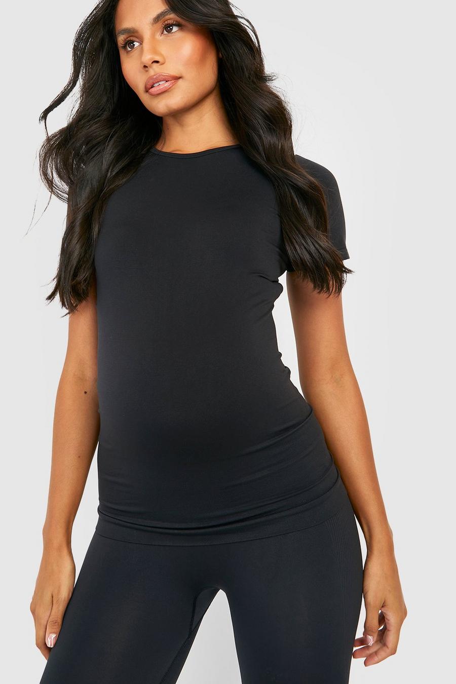Black Maternity Active Seamless T-shirt image number 1