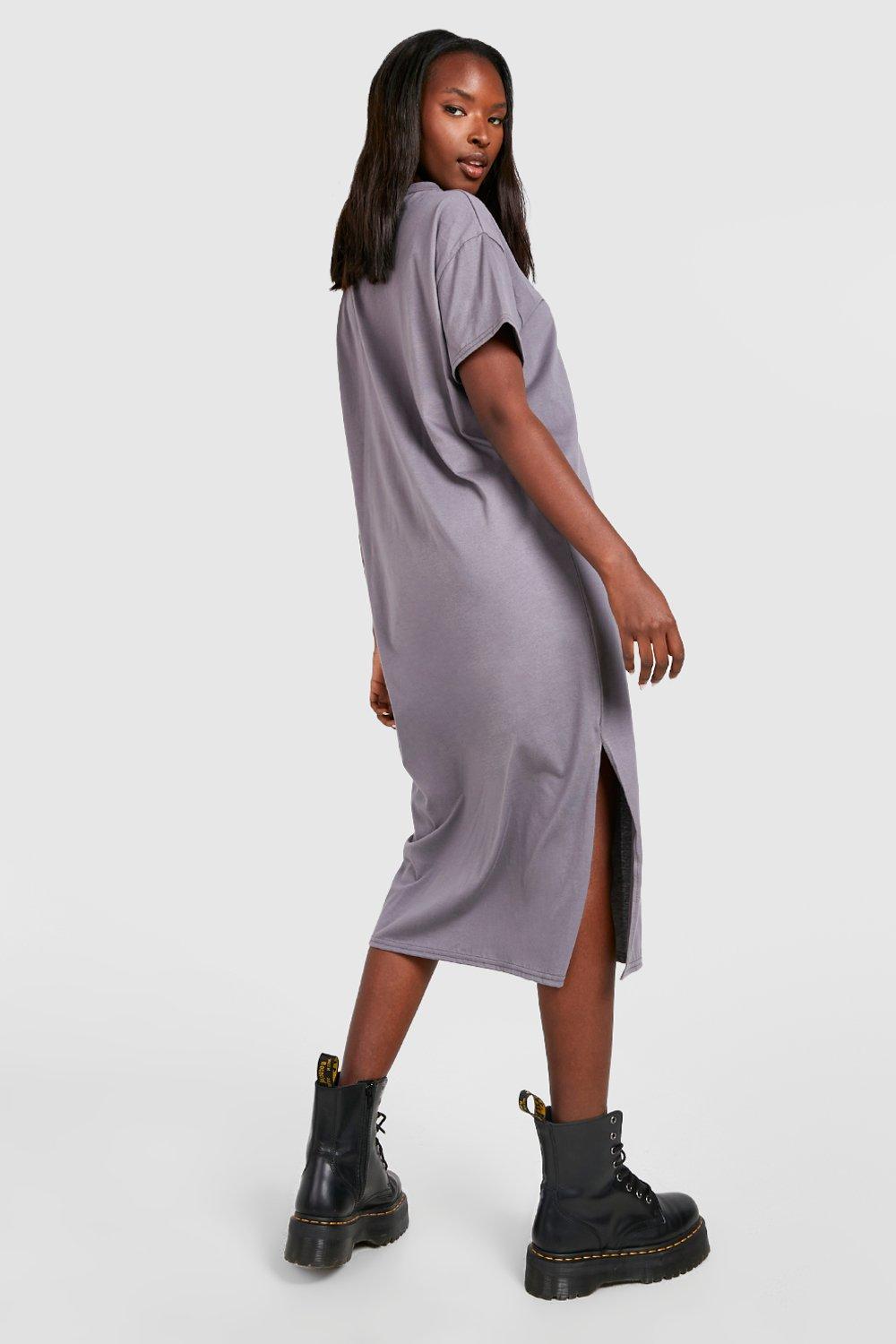 boohoo Los Angeles Oversized T-Shirt Dress - Grey - Size 8