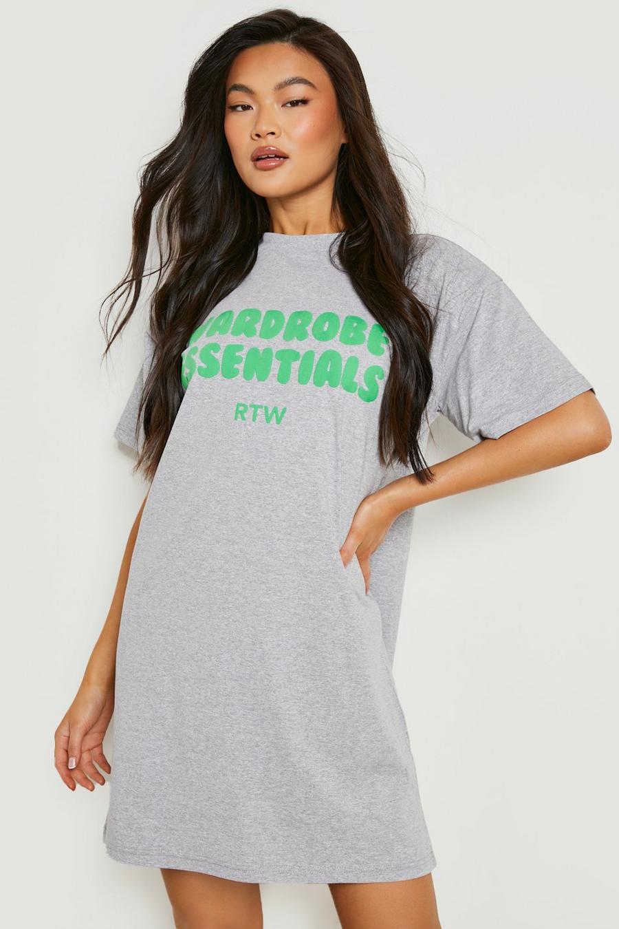 T-Shirt-Kleid mit Wardrobe Essentials Print, Ash grey