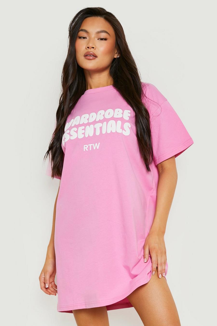 Pink Wardrobe Essentials T-shirtklänning med tryck image number 1
