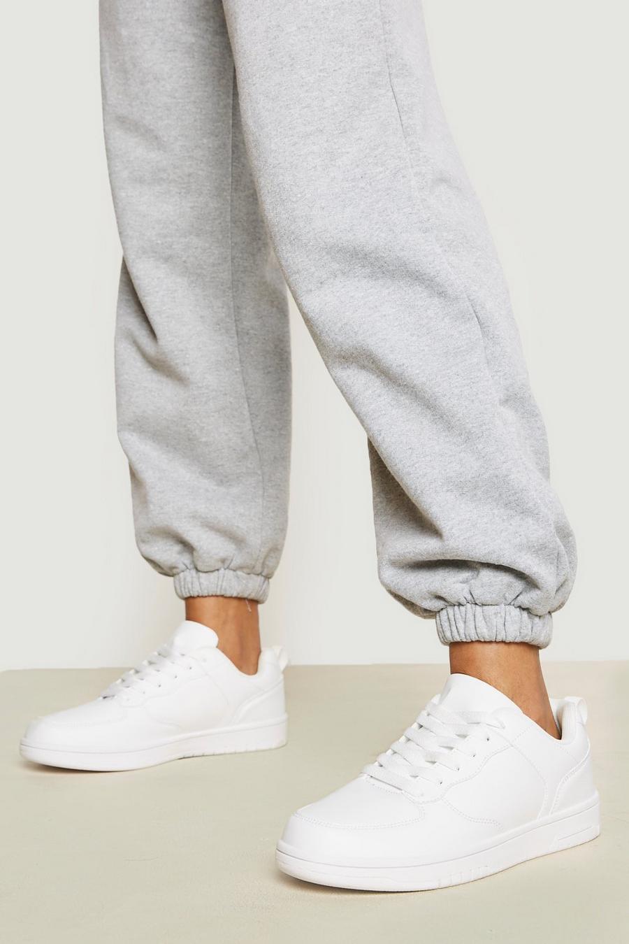 White Multi Panel Low Top Flat Trainer
