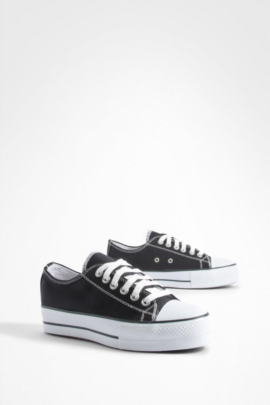 Black Chunky Canvas Low Top image number 1