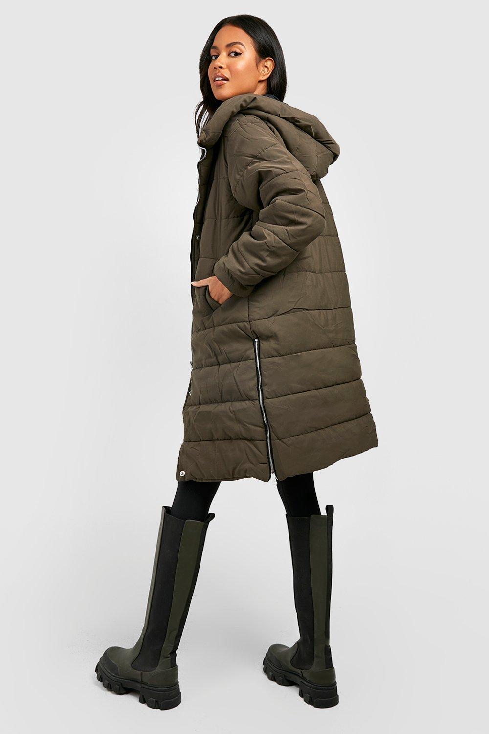 Long puffer cheap coat boohoo