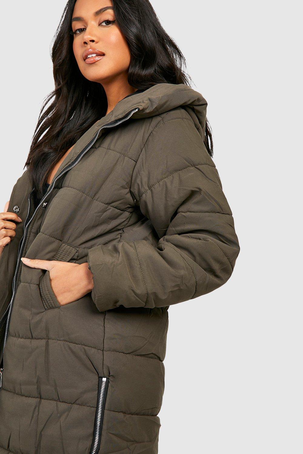 Longline puffer cheap jacket boohoo