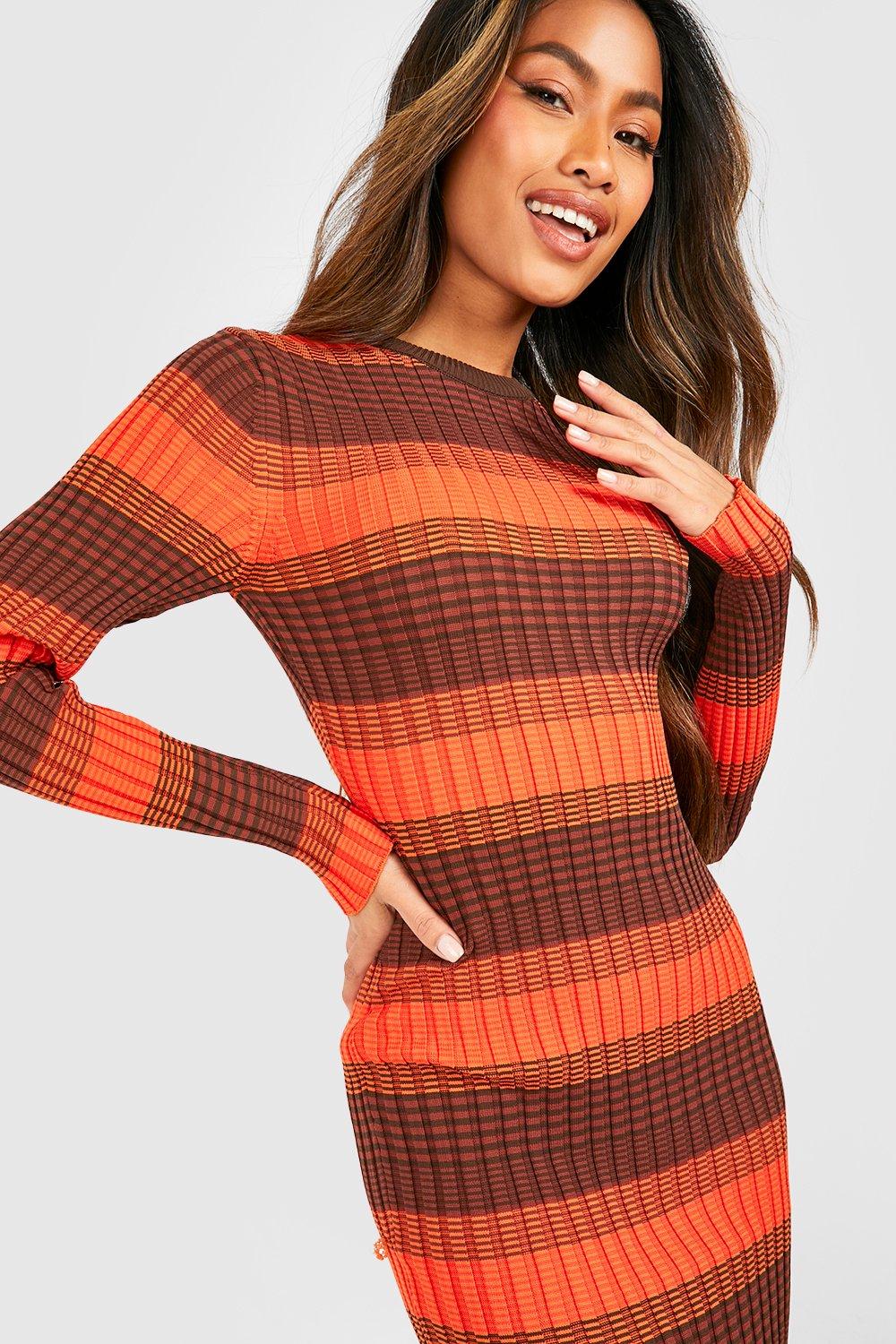 Knitted Stripe Pleat Dress