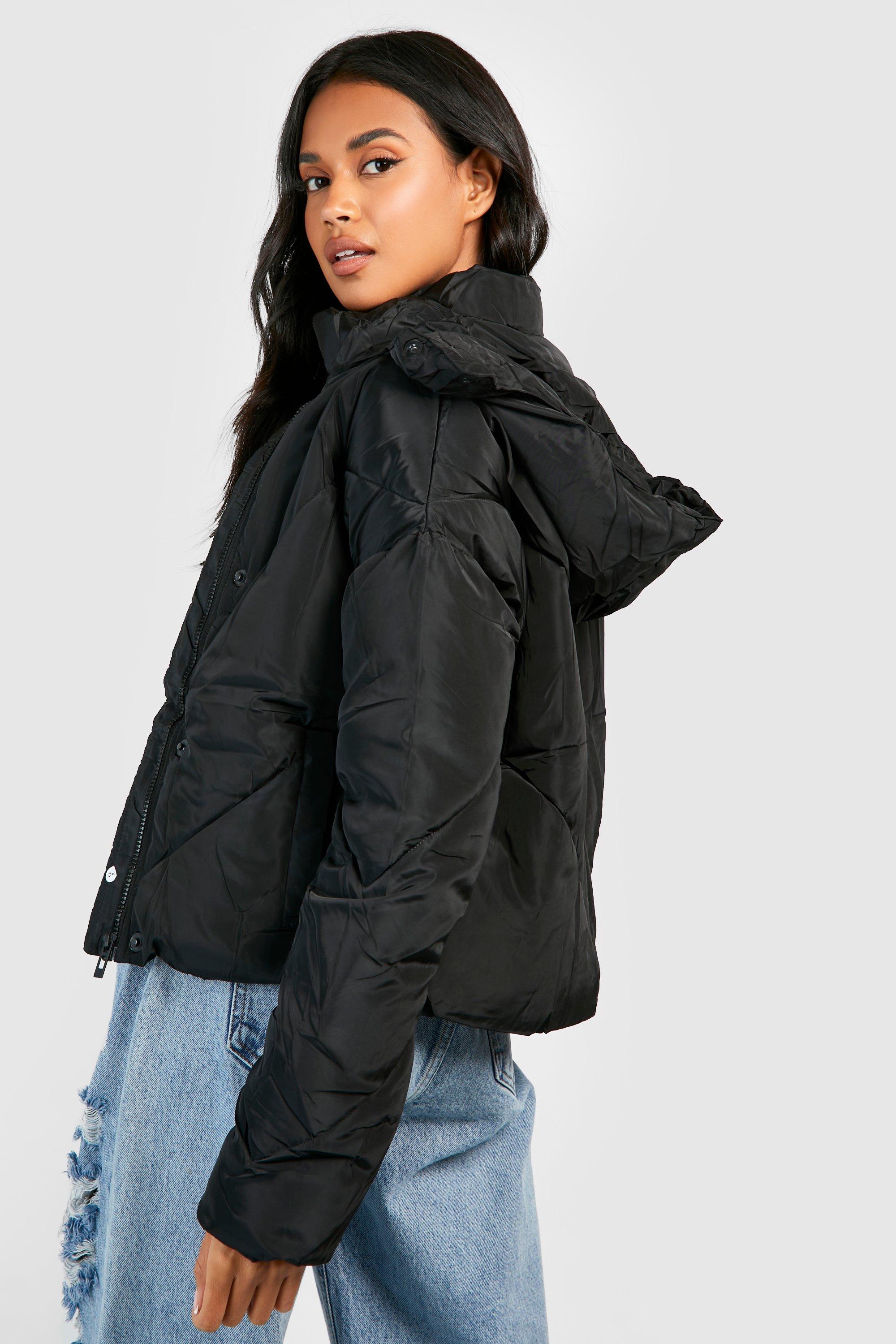 Black puffer jacket boohoo online