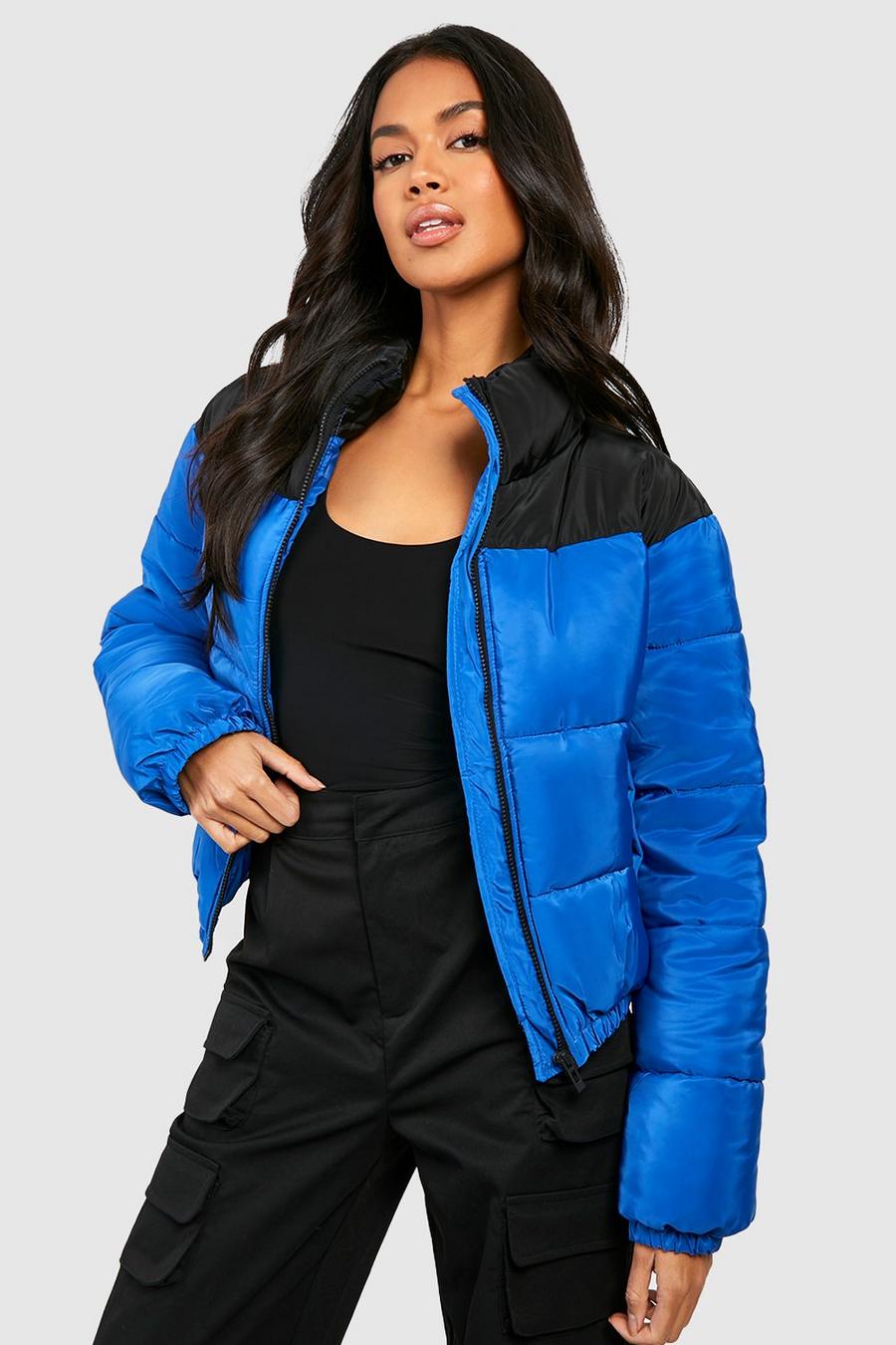 SeekMe Women's Oversized Lightweight Cropped Padded Puffer Jacket Coats Full Zip Short Quilted Down Coat 
