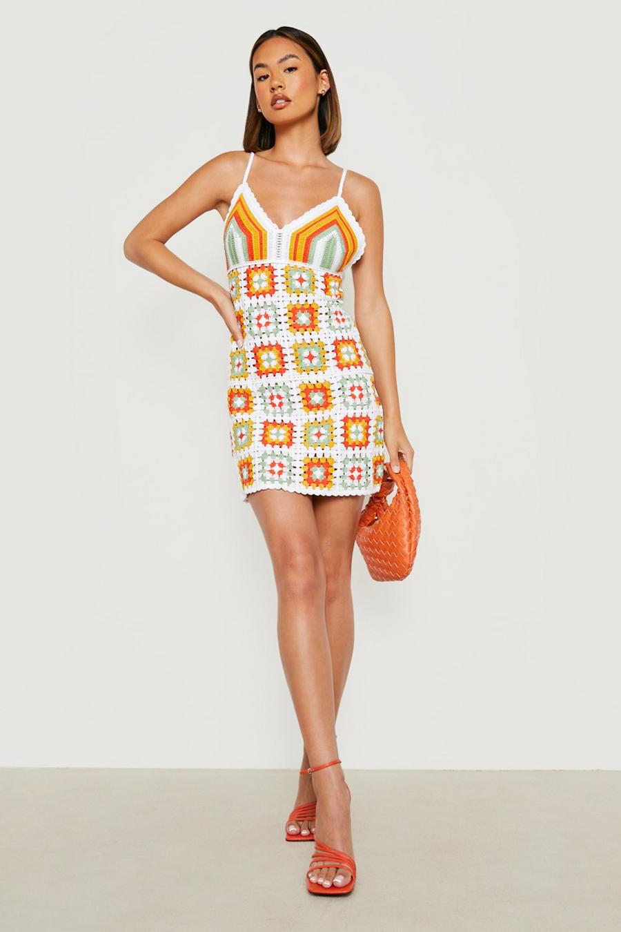Ecru vit Premium Virkad klänning med patchwork image number 1