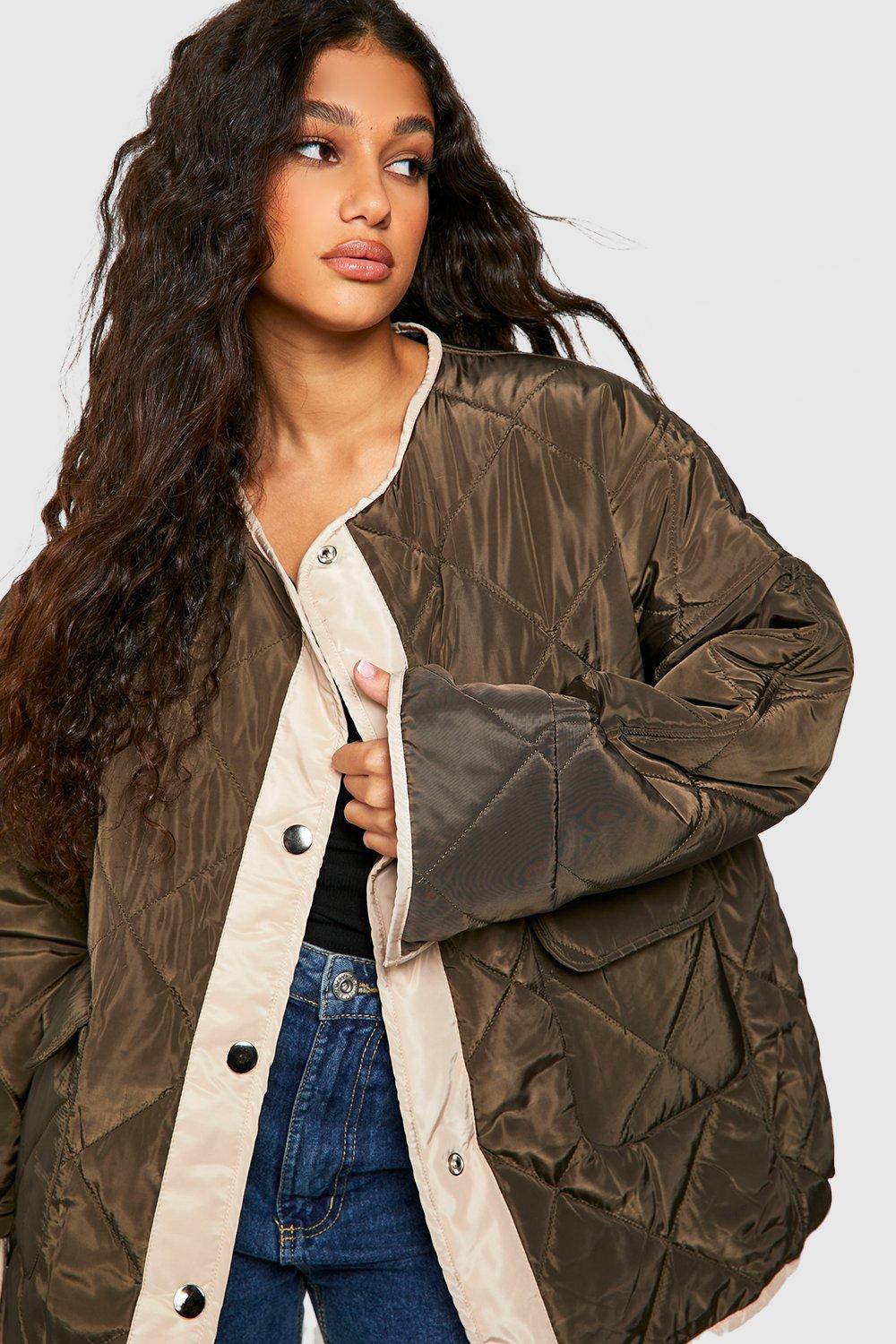Quilted Oversized Jacket boohoo UK