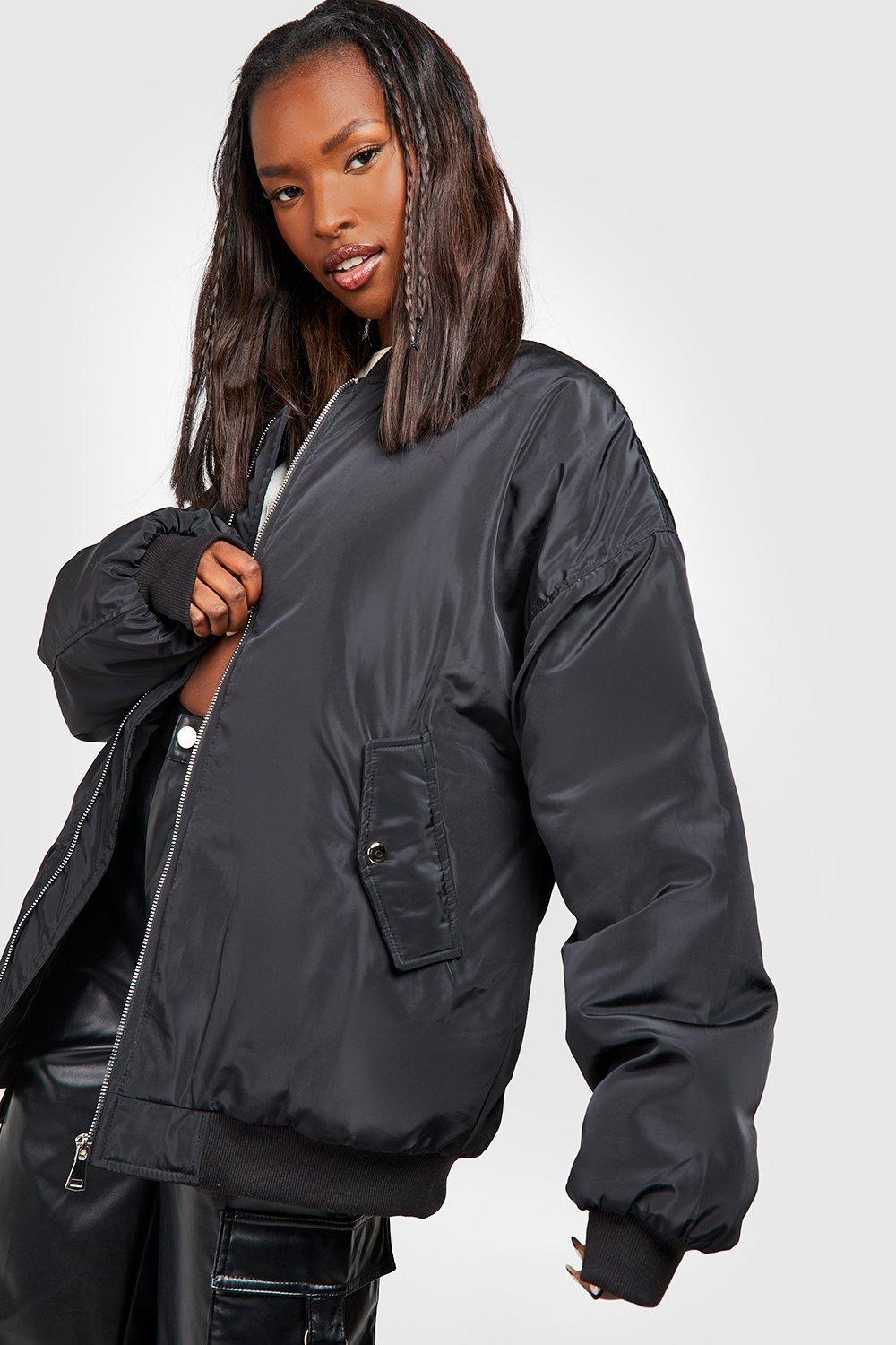 Boohoo black hot sale bomber jacket