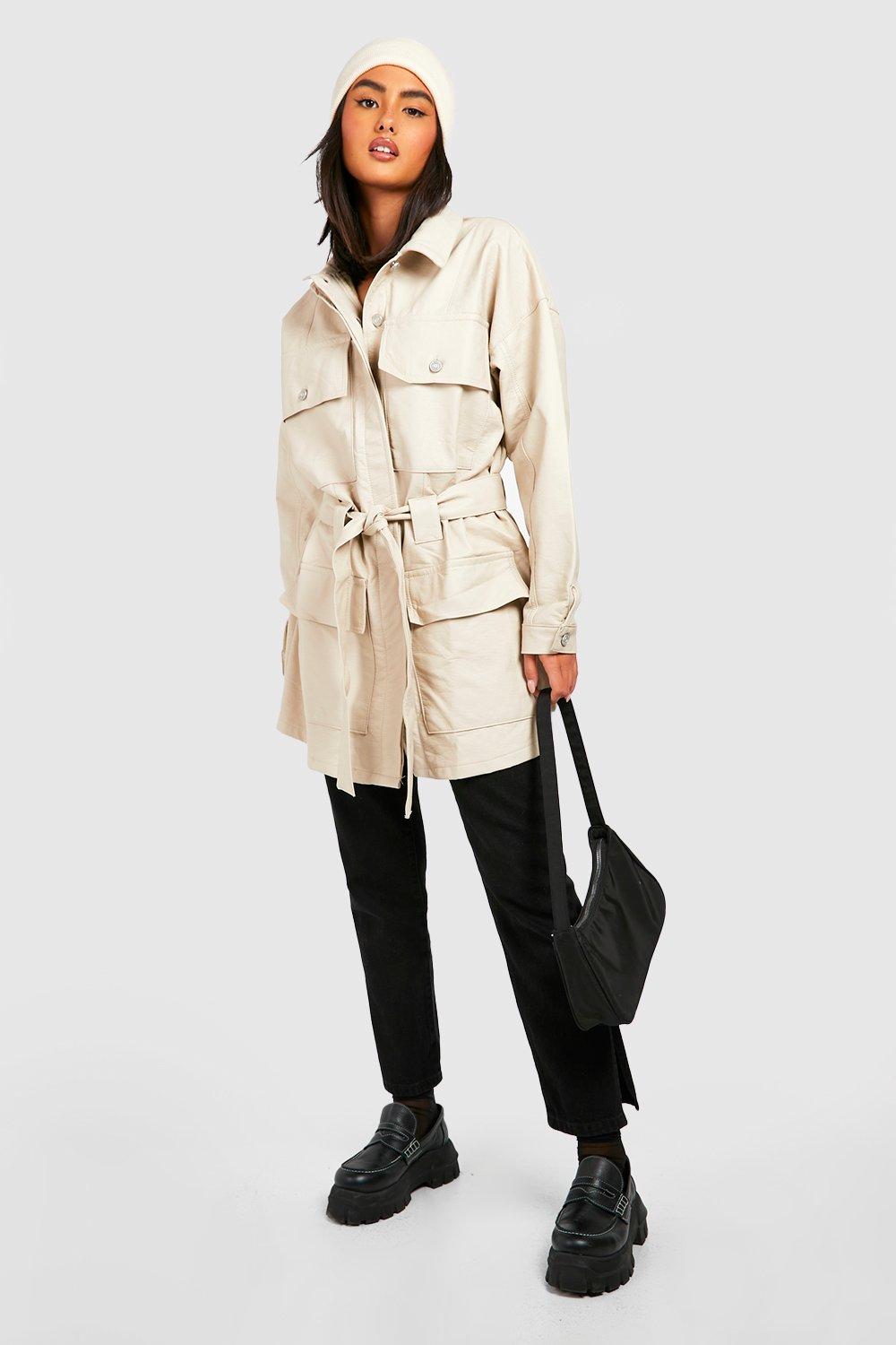 Faux leather utility jacket sale