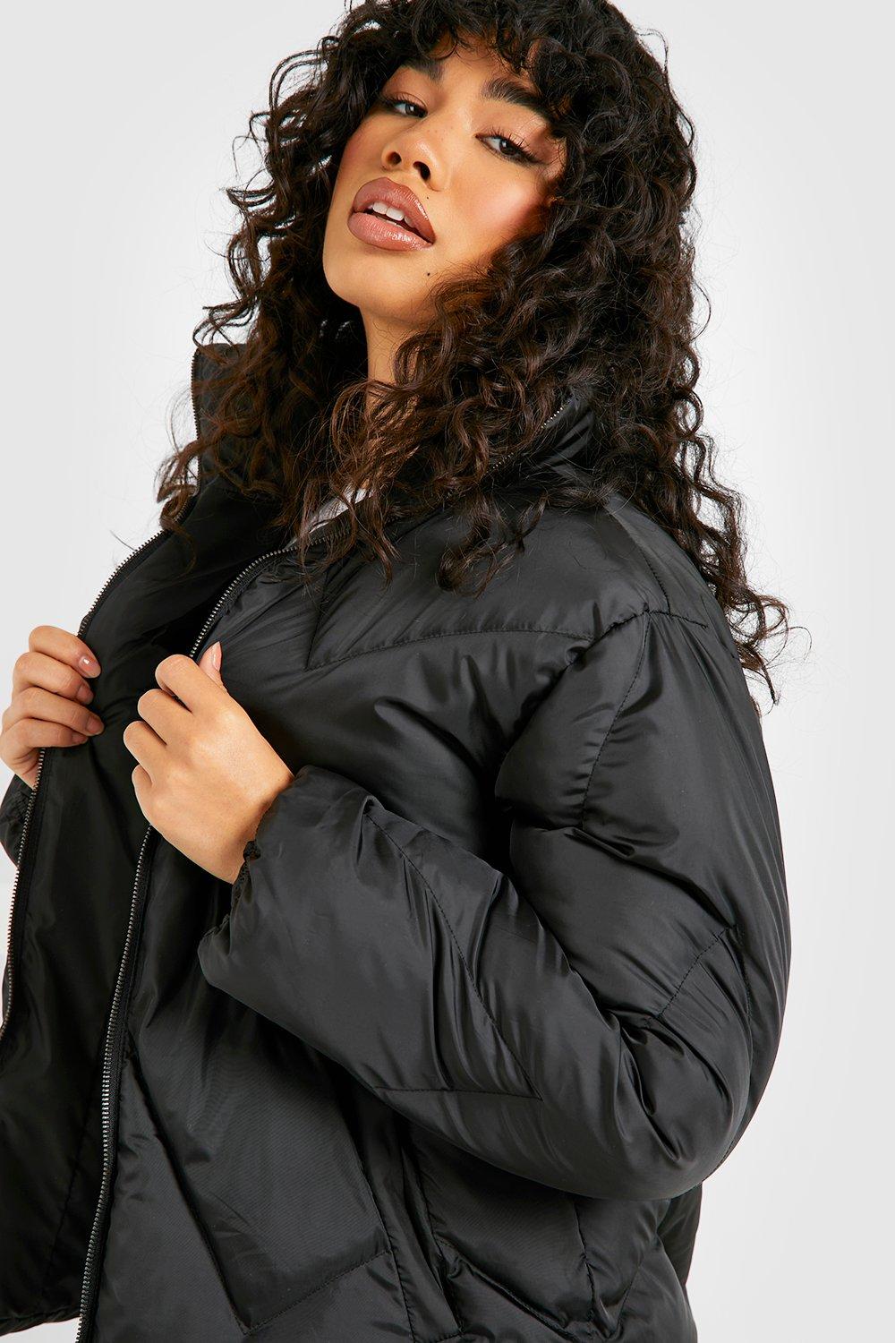 Petite Black Oversized Puffer Jacket