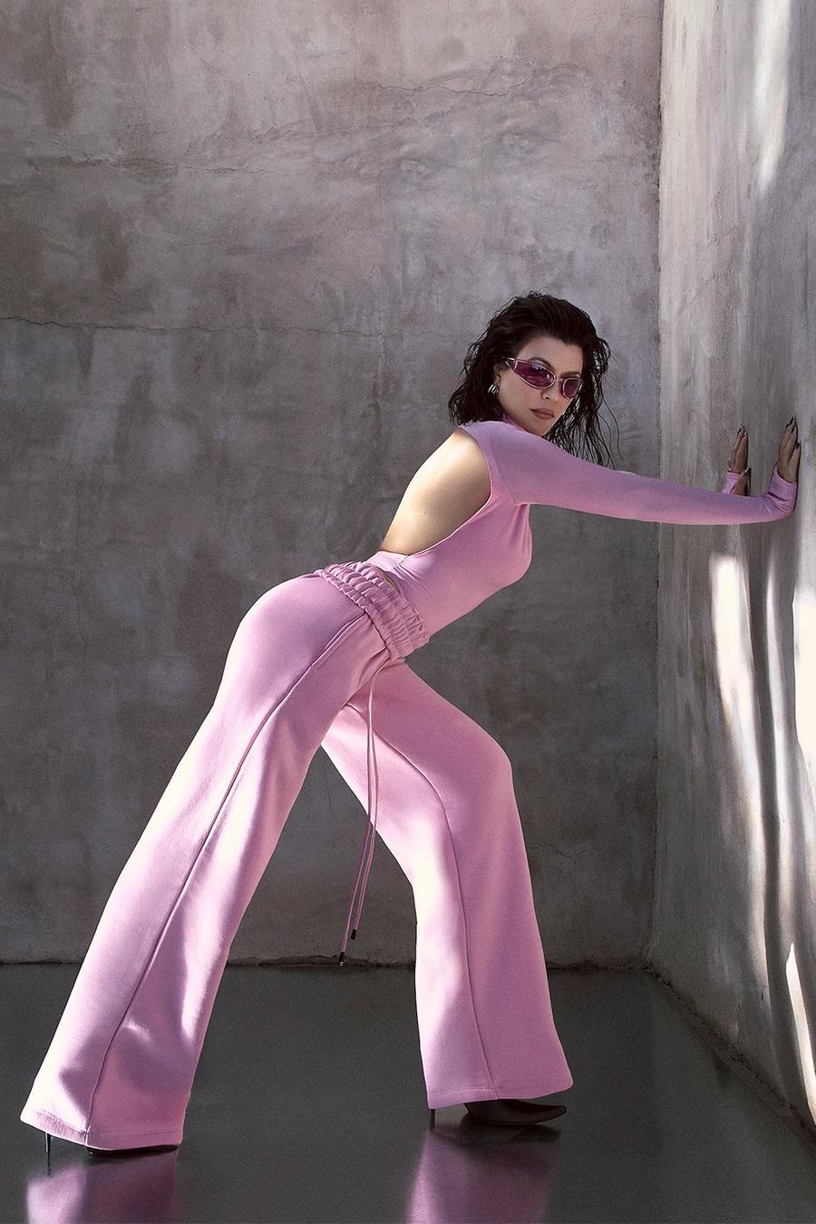 Kourtney Kardashian Barker Jogginghose mit weitem Bein, Pink rose