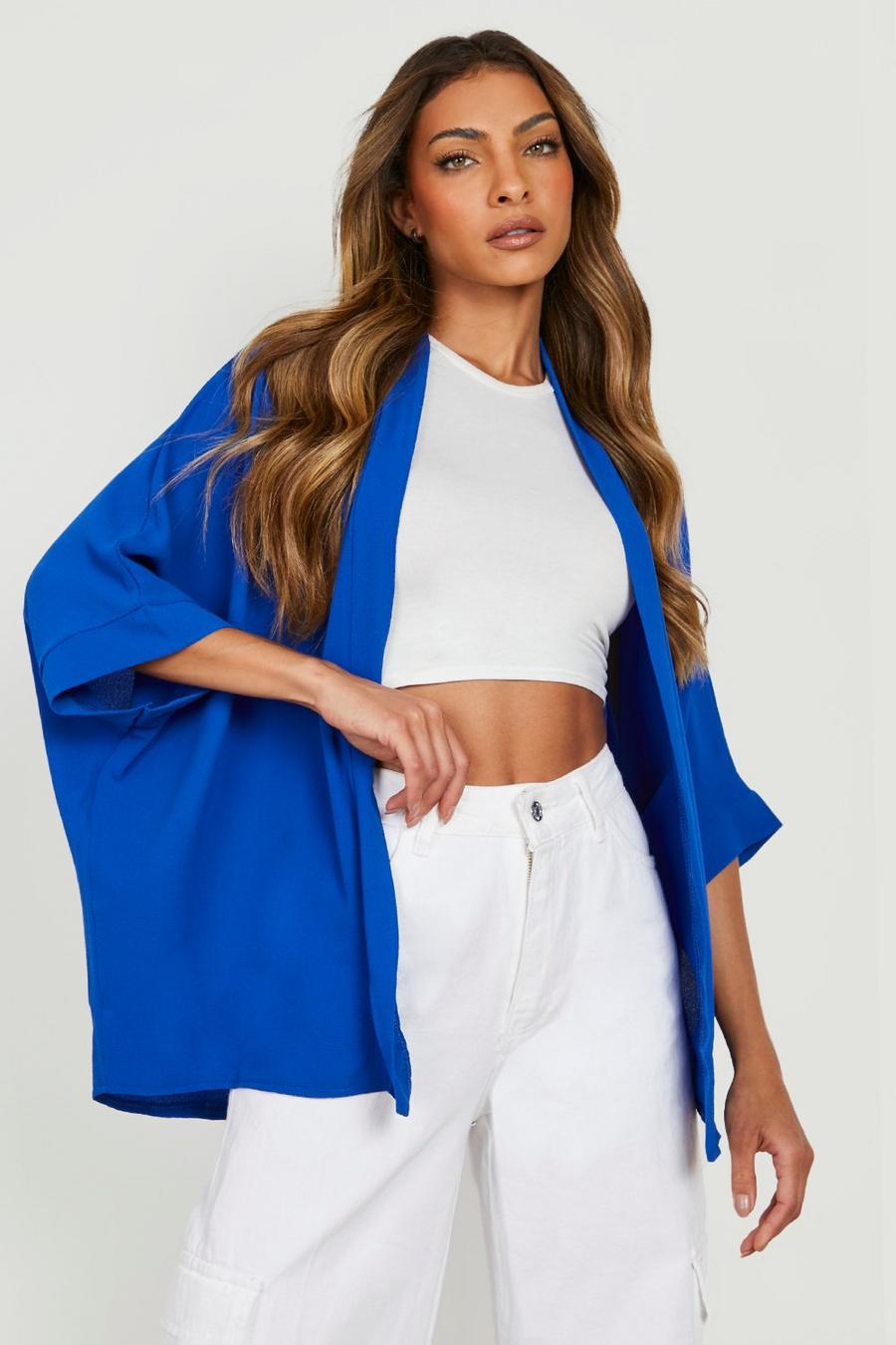 Cobalt bleu Crepe Kimono