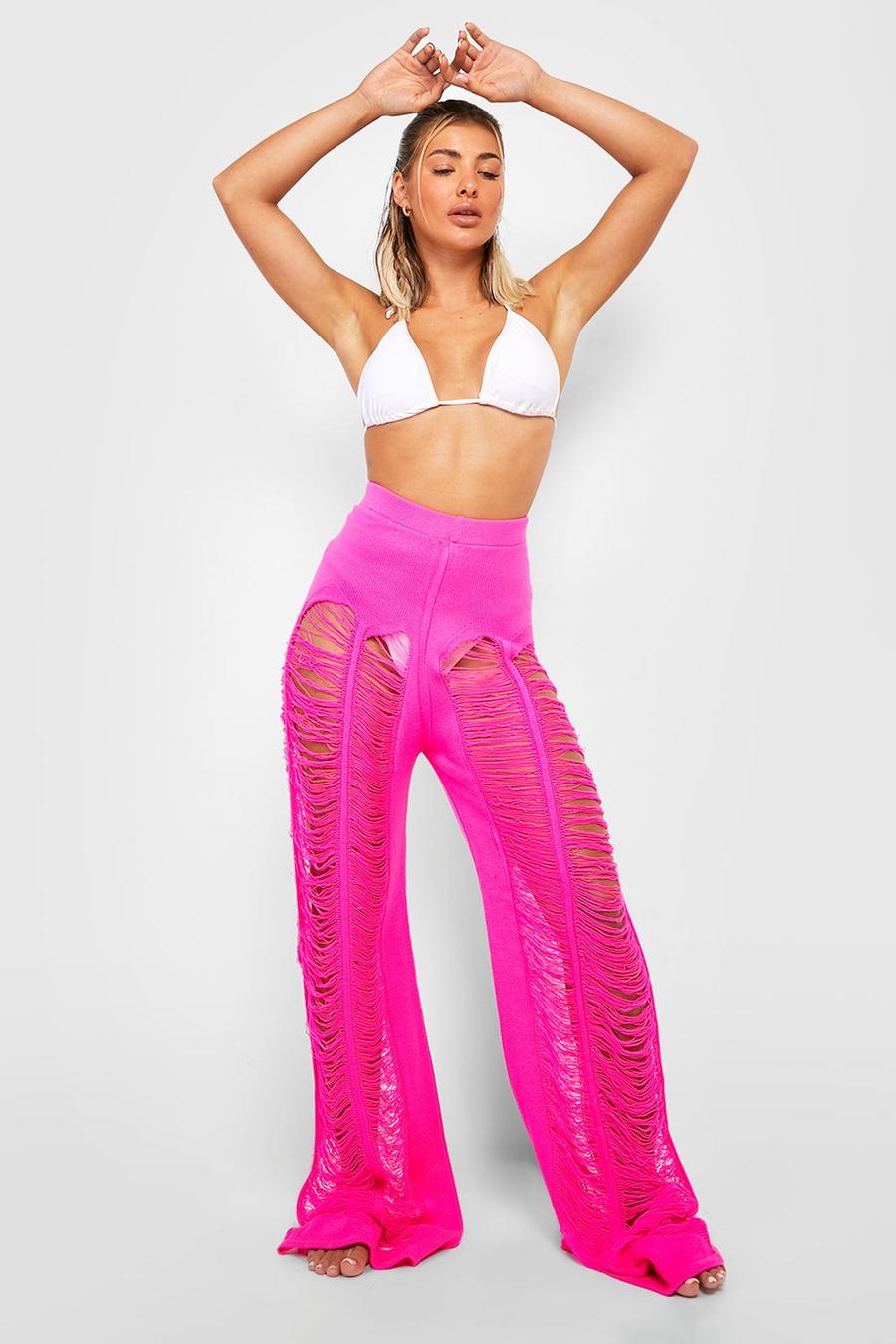 Pink Ladder Knit Beach Pants