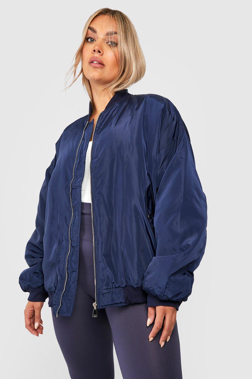 Navy blue hotsell bomber jacket womens