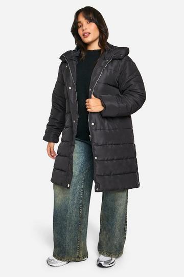 Plus Longline Puffer Jacket black